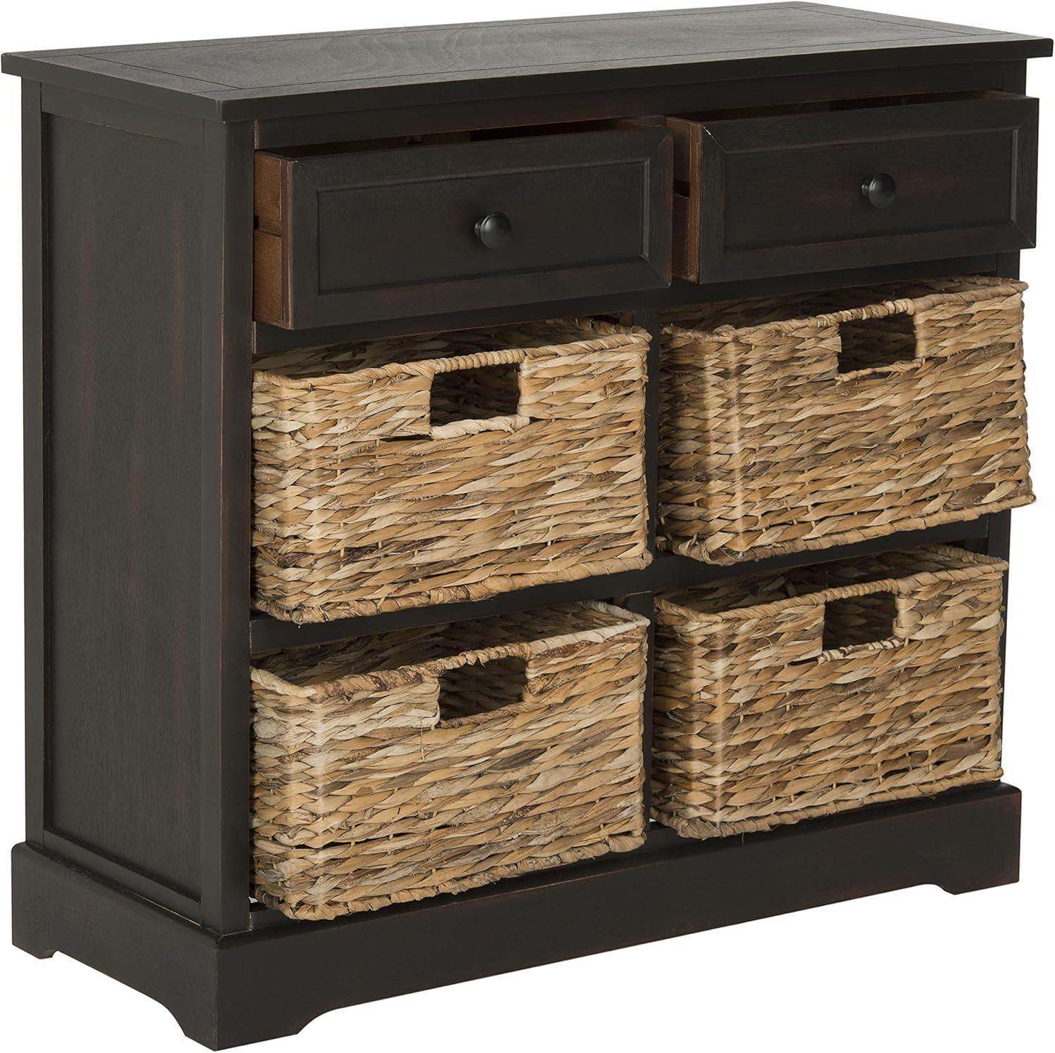 Herman Storage Unit with Wicker Baskets - Red - Safavieh.