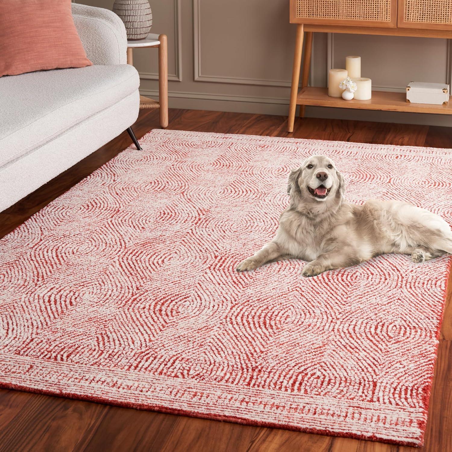 SAFAVIEH Abstract Caelestinus Ogee Wool Area Rug, Ivory/Red, 4' x 6'