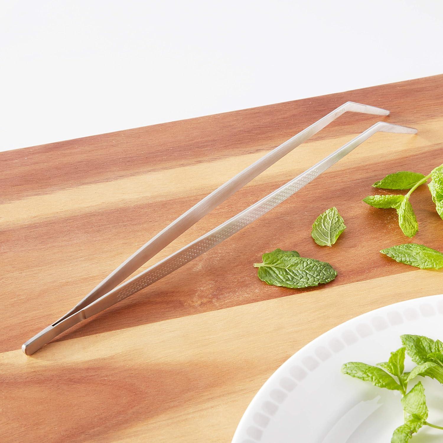 Mercer Culinary Straight Precision Plus Chef Plating Tong, 11-3/4 Inch, Stainless
