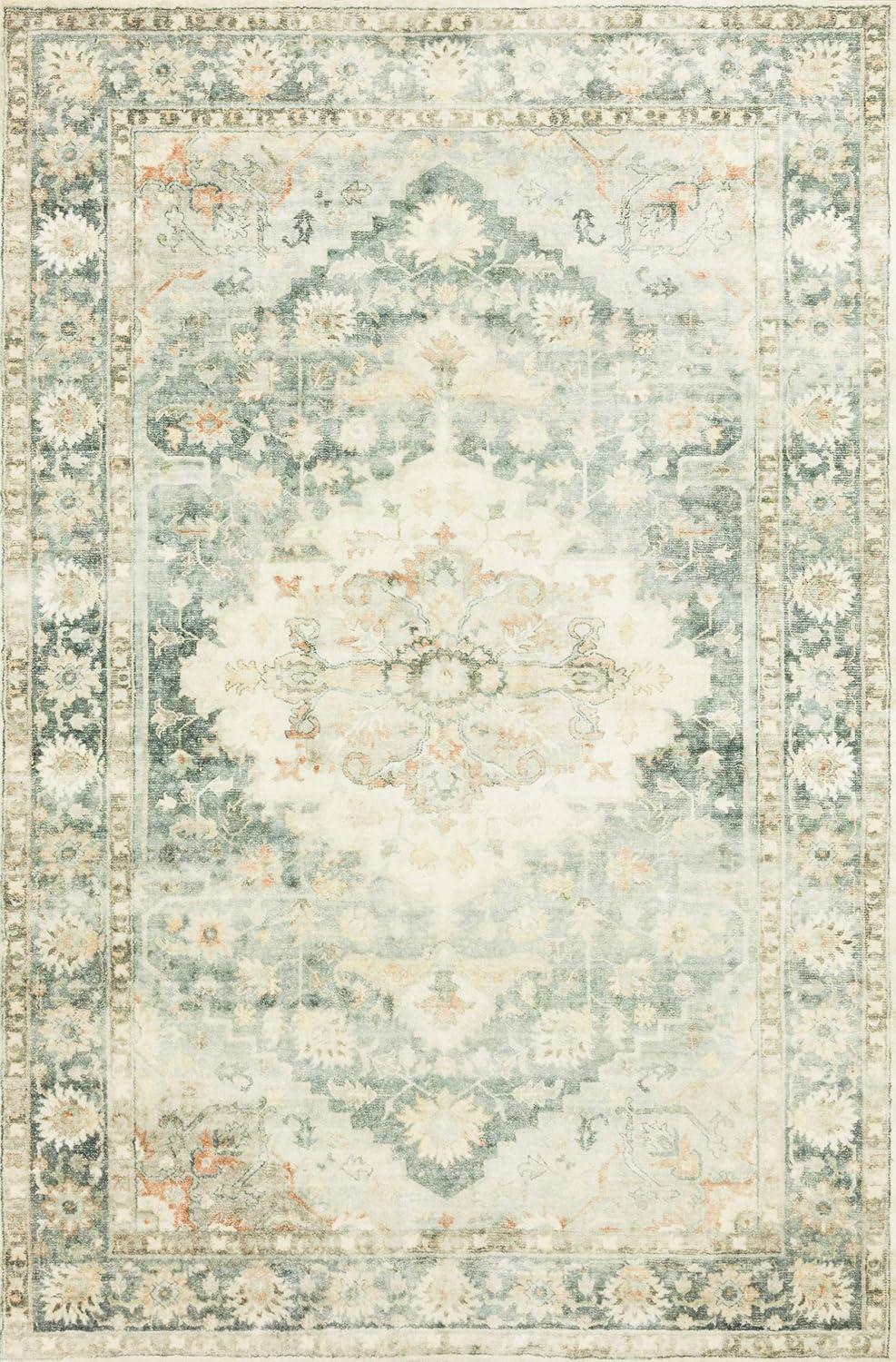 Loloi II Rosette Oriental Teal / Ivory Area Rug