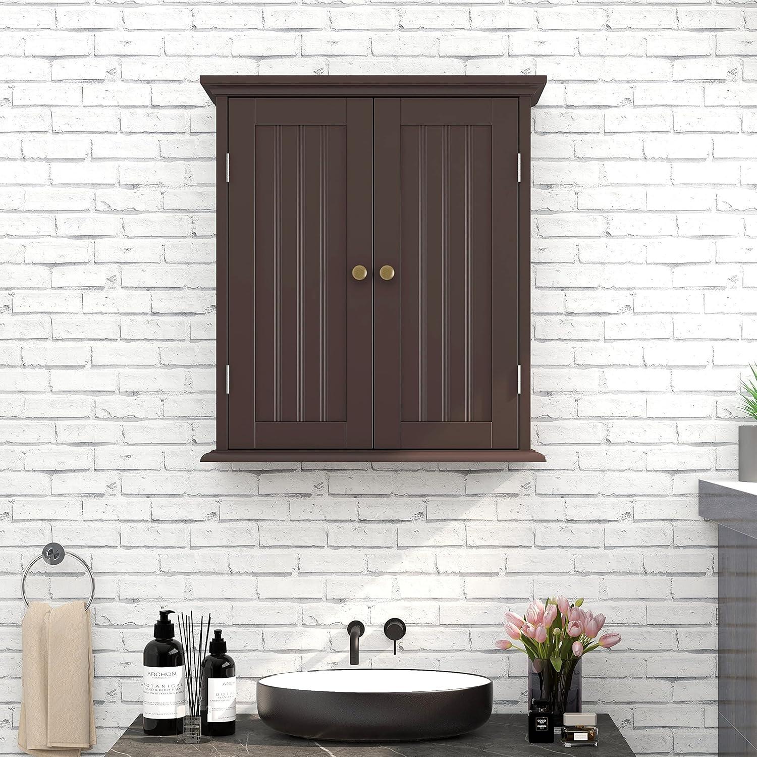 ChooChoo Bathroom Wall Cabinet, Over The Toilet Space Saver, Medicine Cabinet with 2 Doors and Adjustable Shelves