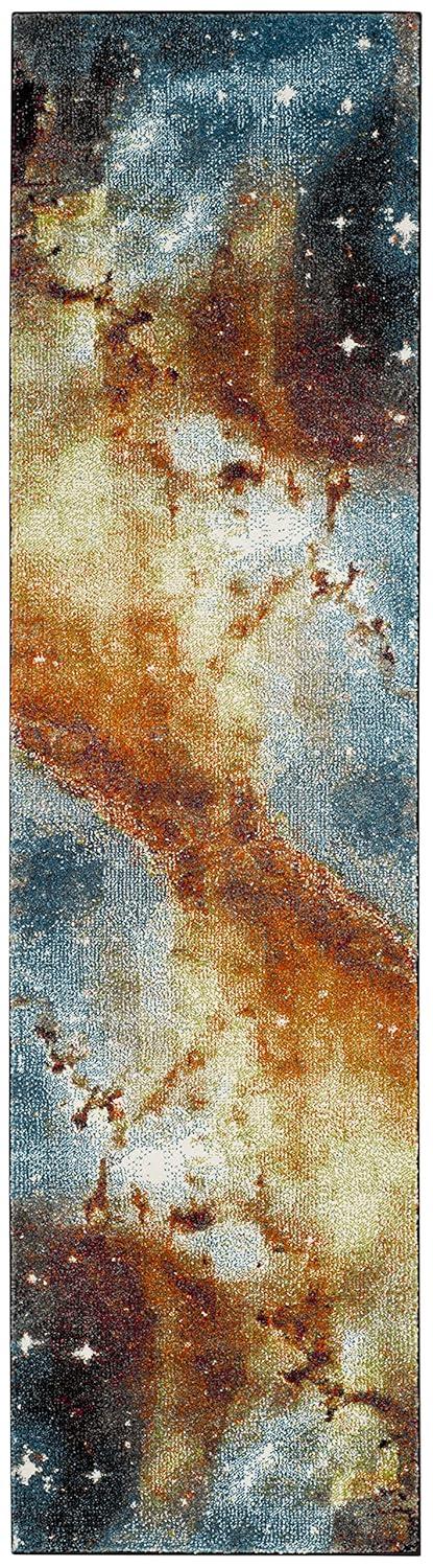 Galaxy GAL109 Power Loomed Indoor Runner - Orange/Multi - 2'3"x8' - Safavieh