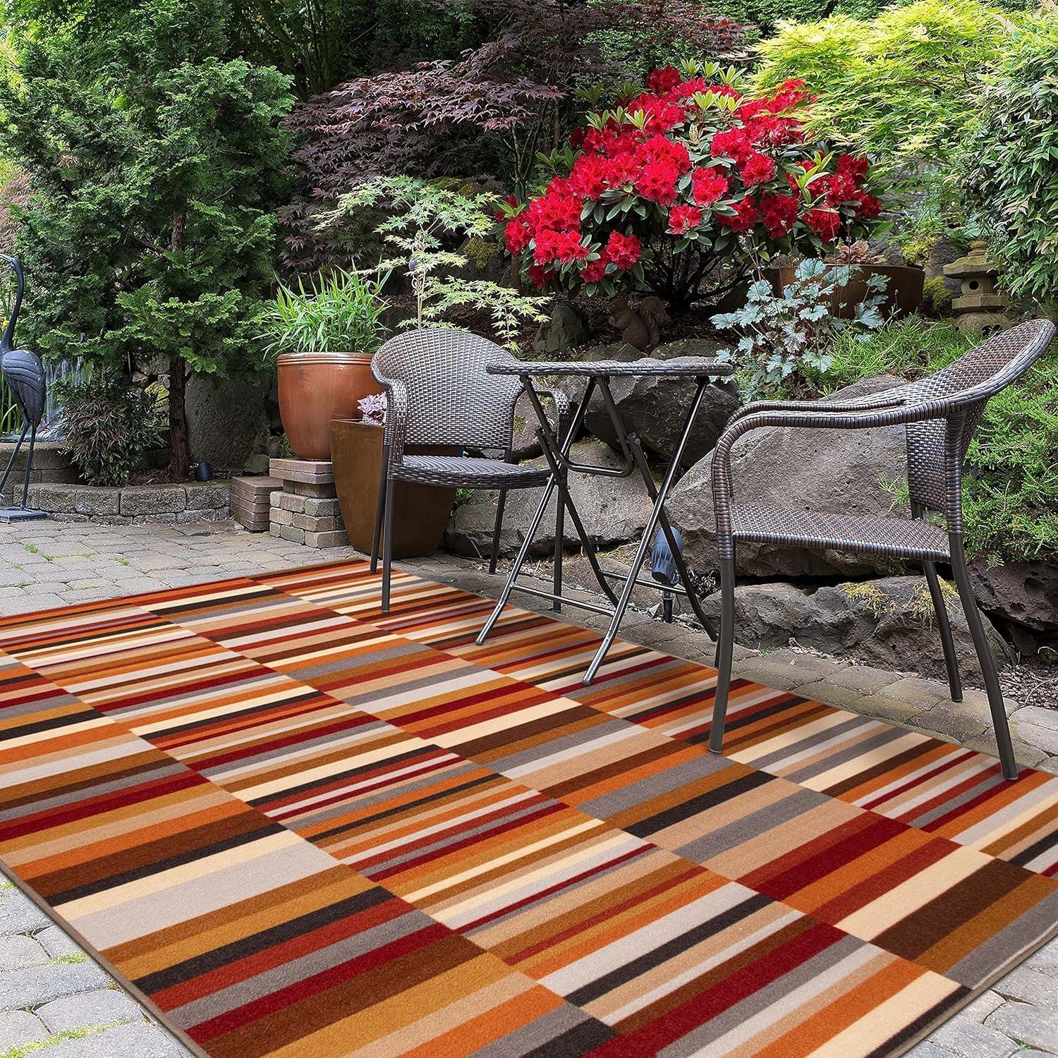 Modern Striped Gray Synthetic 2' x 3' Washable Area Rug