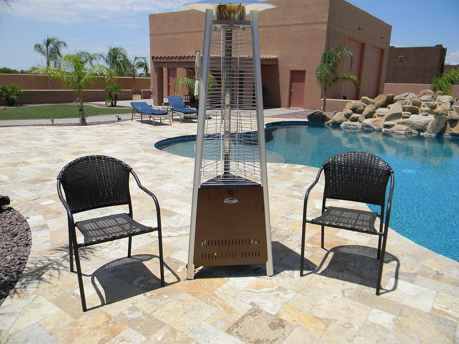 Hiland HLDS01-MGTHG Quartz 40,000 BTU Patio Heater Pyramid, Hammered Bronze