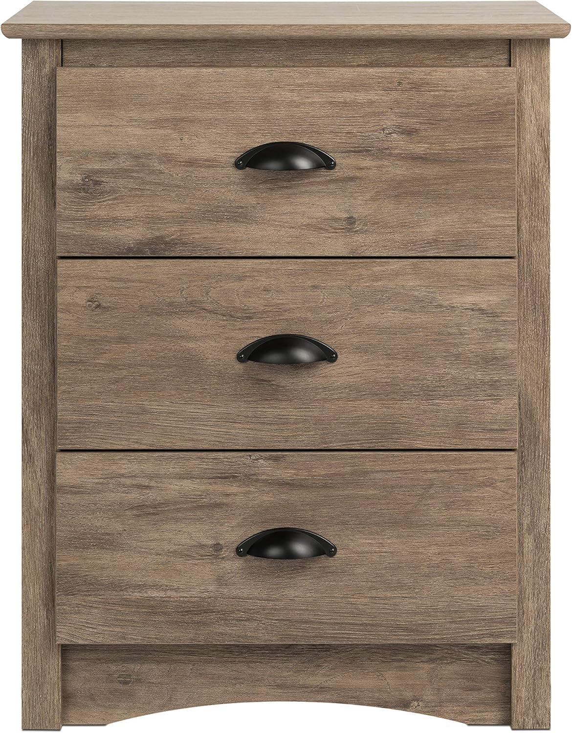Salt Spring 3 Drawer Tall Nightstand Drifted Gray - Prepac: Modern Bedside Storage, Includes Anti-Tip Hardware