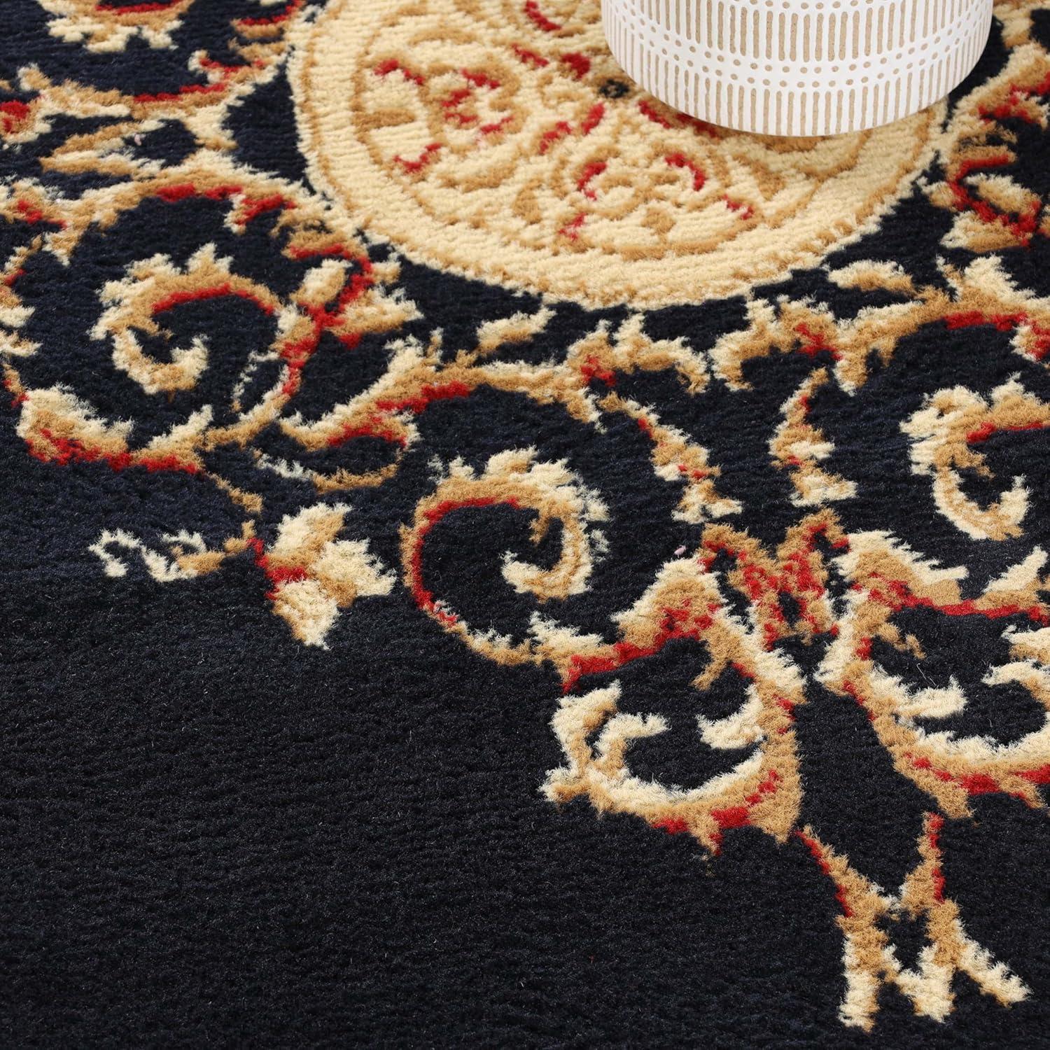 Superior Classic Elegant Floral Medallion Power-Loomed Indoor Area Rug, Midnight Blue, 4' x 6'
