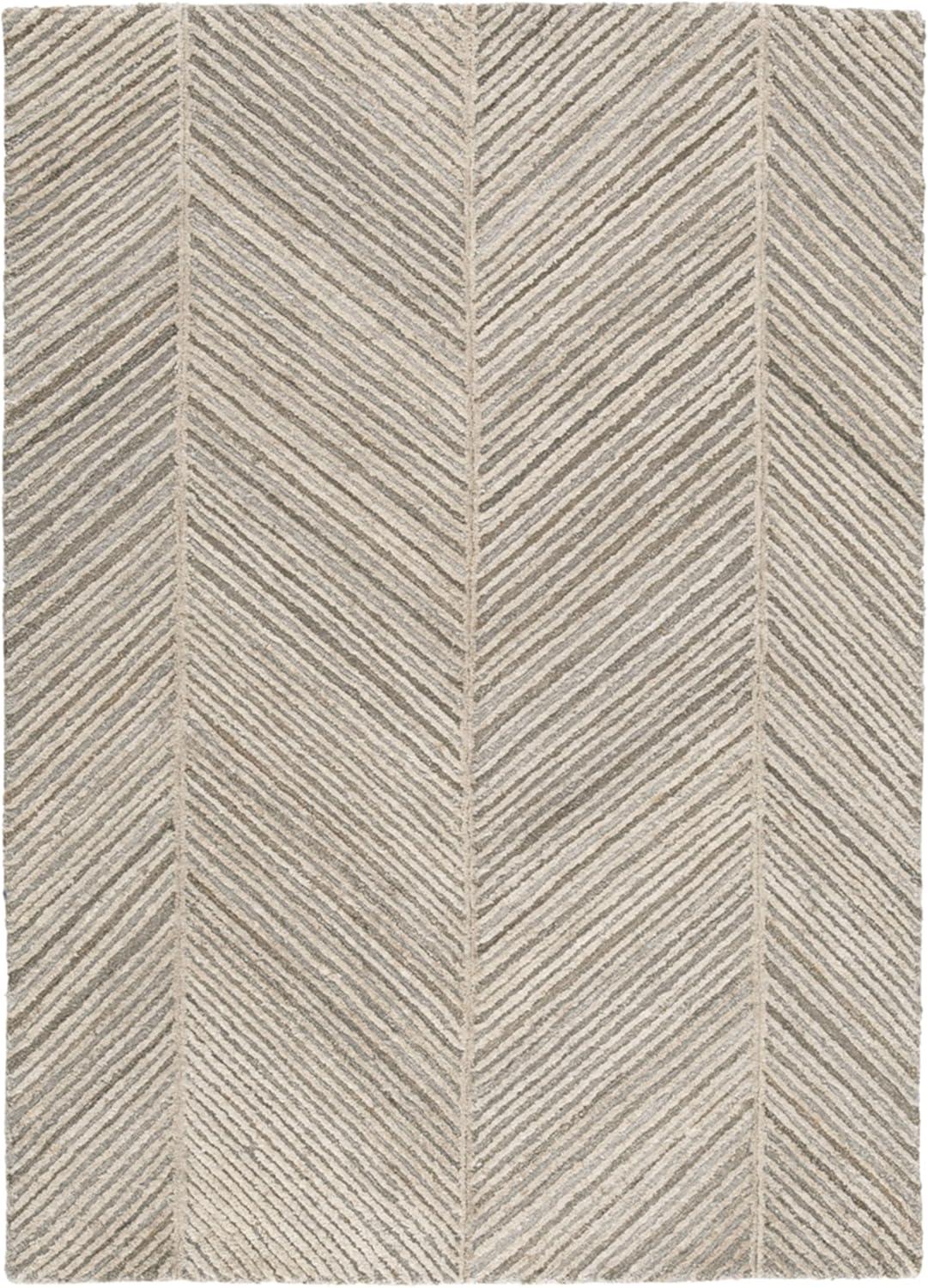 Leaford Taupe Brown Gray Chevron Hand-Tufted Wool Rug 5' x 7'