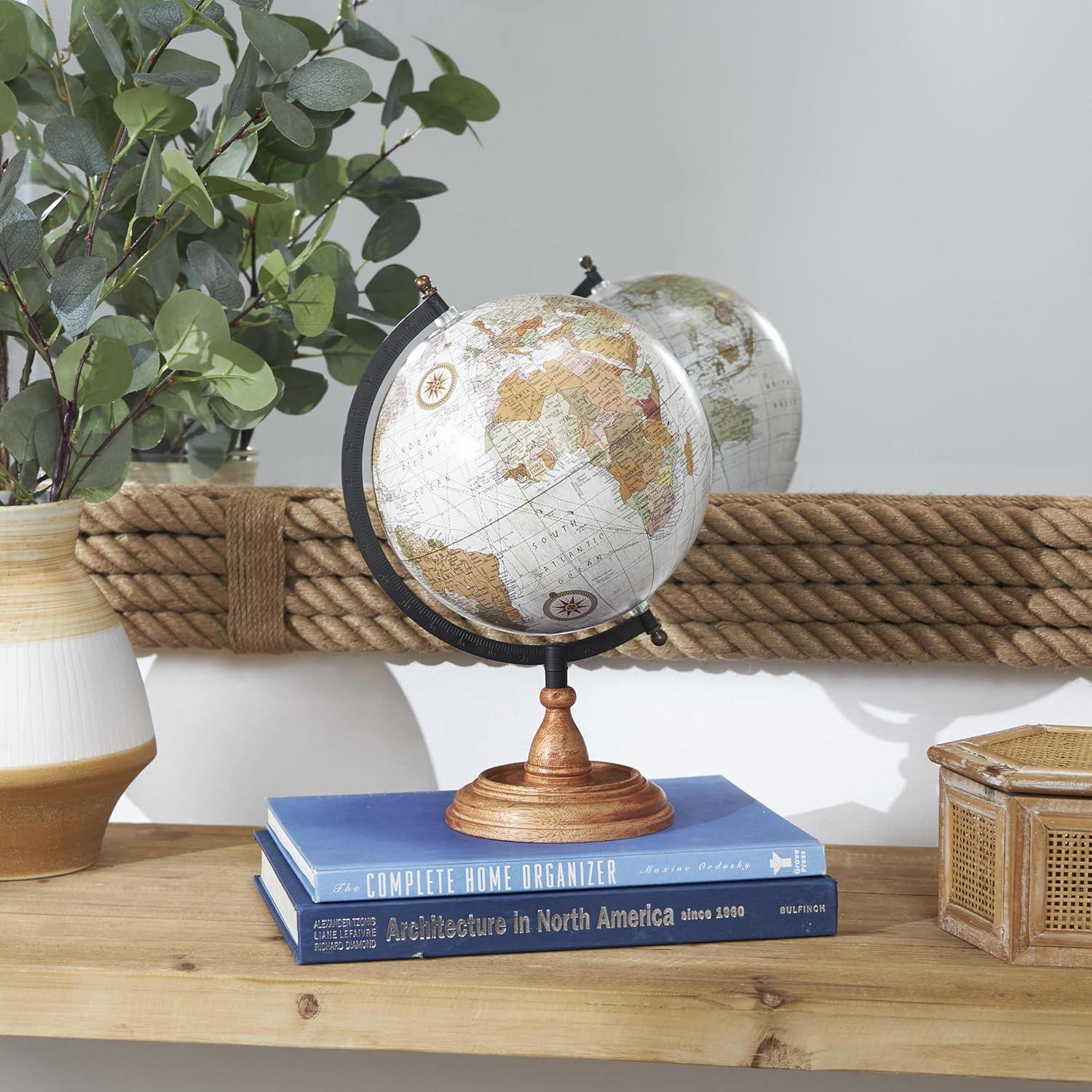 DecMode 9" Brown Globe with Wood Base