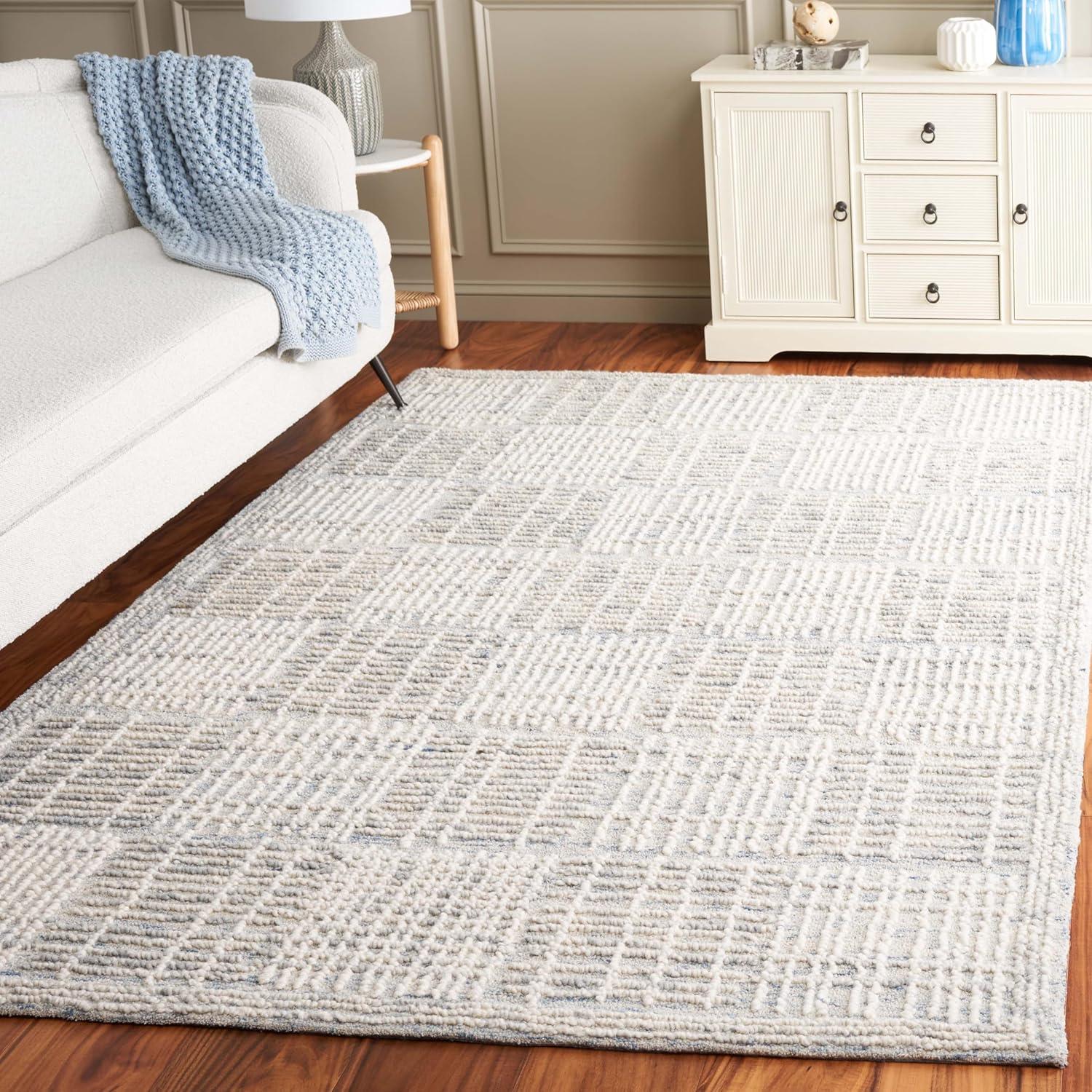 Abstract ABT275 Hand Tufted Indoor Area Rug - Light Blue/Ivory - 5'x8' - Safavieh