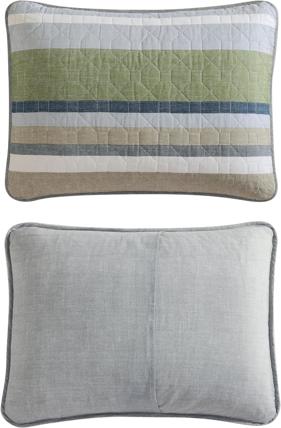 Gray and Beige Cotton Twin Reversible Quilt Set