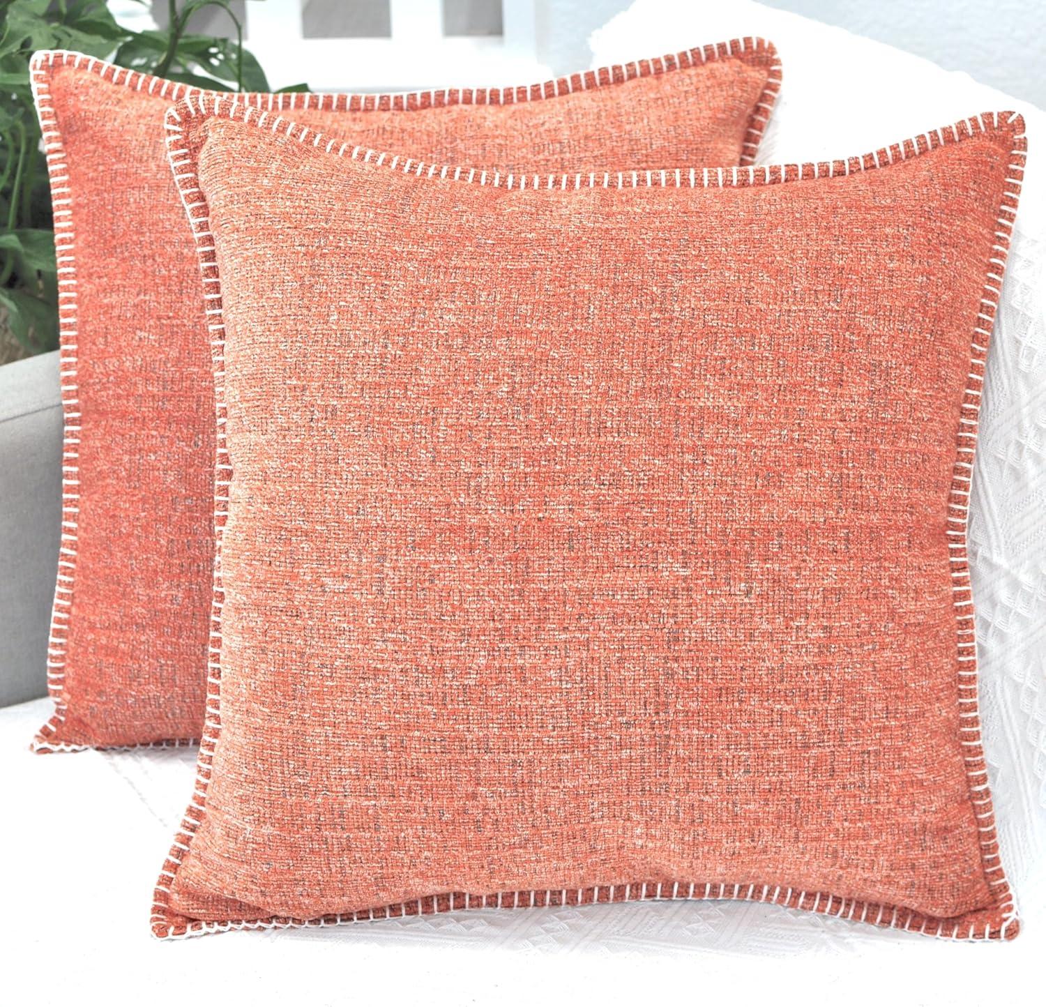 Oveesha Soft Textured Chenille Pillow Covers Set of 2 Cozy Cushion Covers