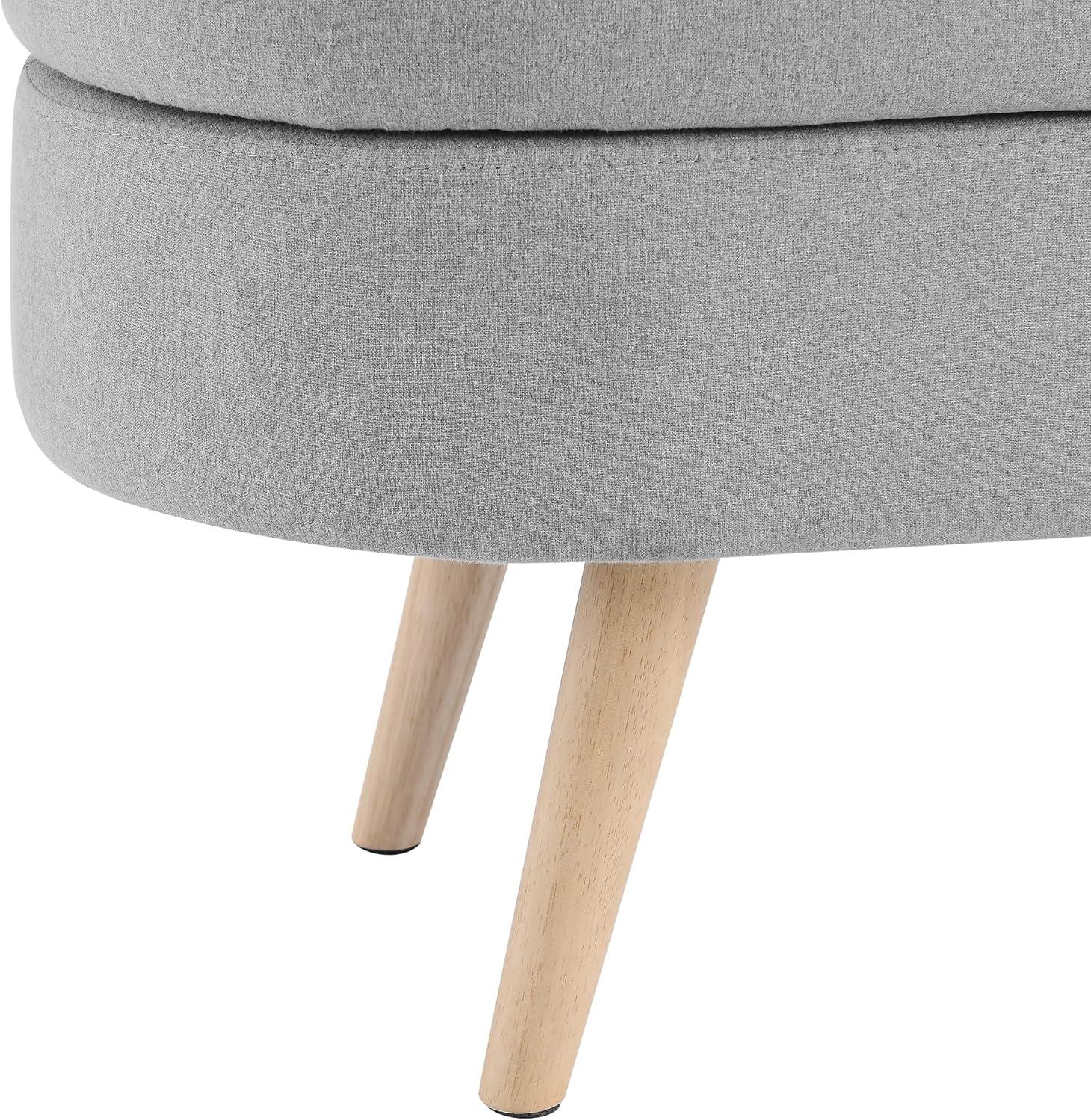 Sumdeal 43.5" Storage Ottoman Bench with 250lb Seating, Linen Upholstered Wood Legs Safety Hinge Flip Top Oval Foot Rest Long Stool for Sofa Couch Bedroom End of Bed Living Room Entryway, Grey