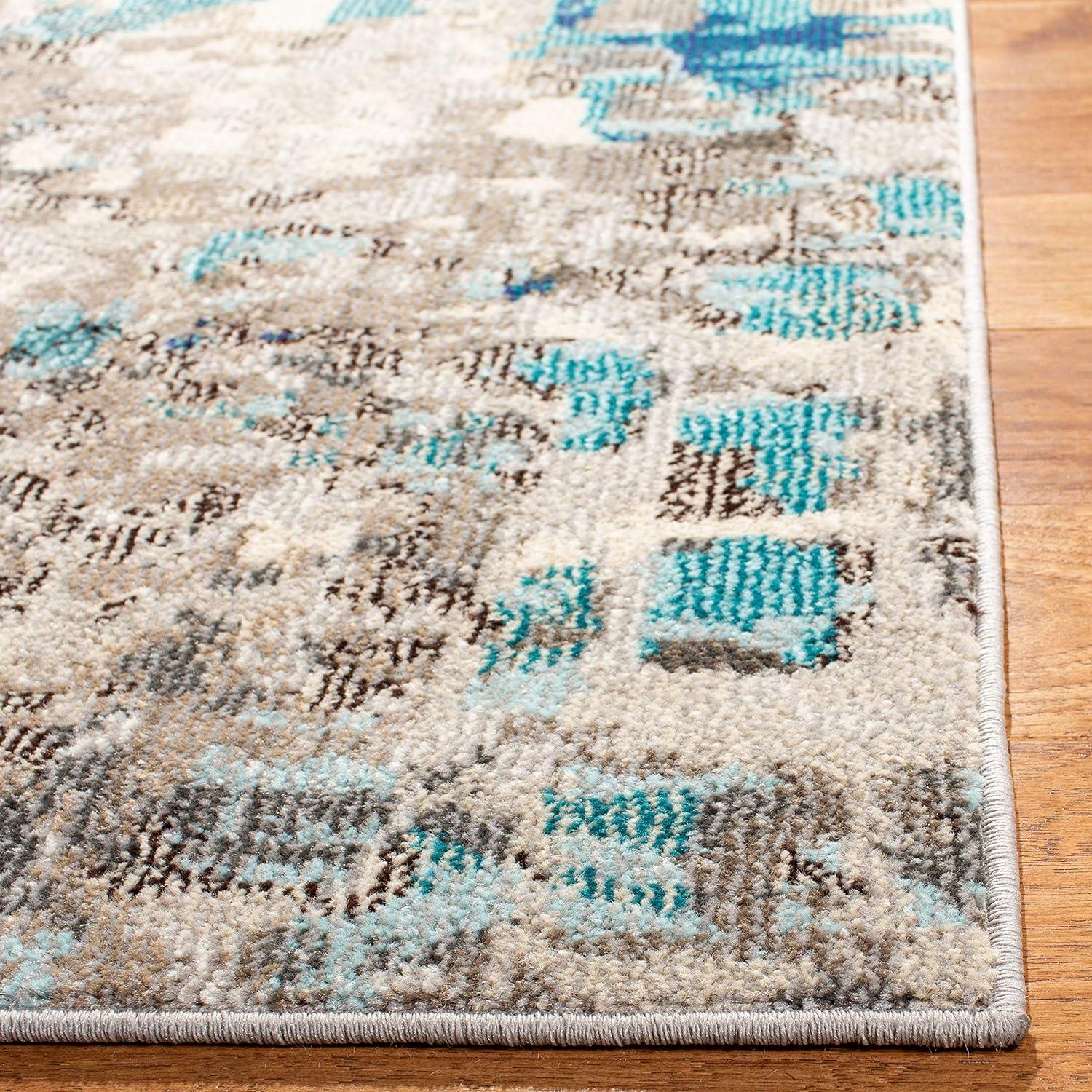 Madison MAD425 Power Loomed Indoor Area Rug - Grey/Blue - 6'7"x6'7" - Safavieh