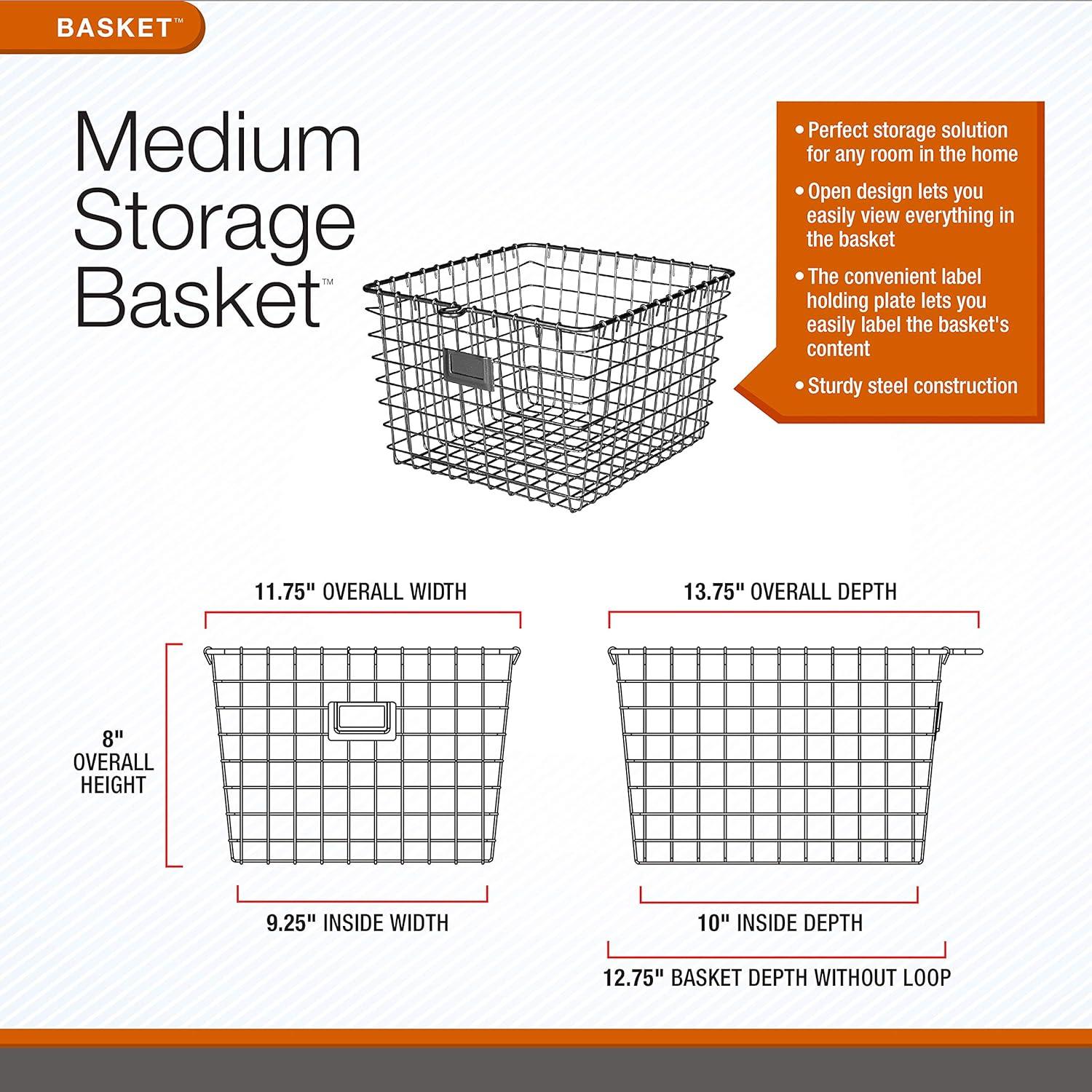 Spectrum Diversified Small Storage Basket Light Silver: Metal Locker Storage & Portable Utility Organizer