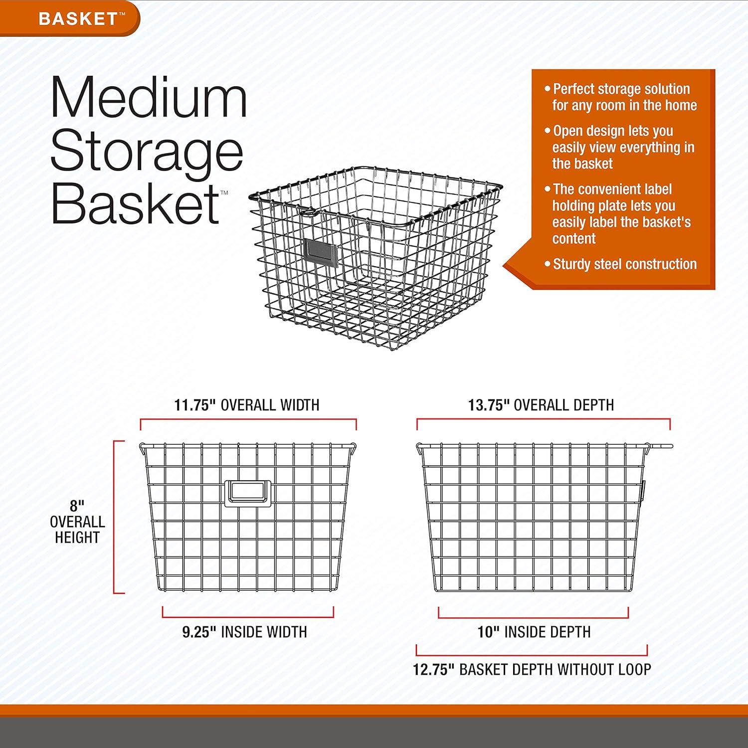 Spectrum Diversified Small Storage Basket Light Silver: Metal Locker Storage & Portable Utility Organizer
