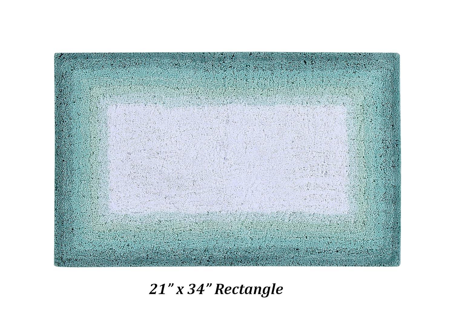21"x34" Torrent Collection 100% Cotton Bath Rug Turquoise - Better Trends: Machine Washable, Tufted, Spray Latex Backing