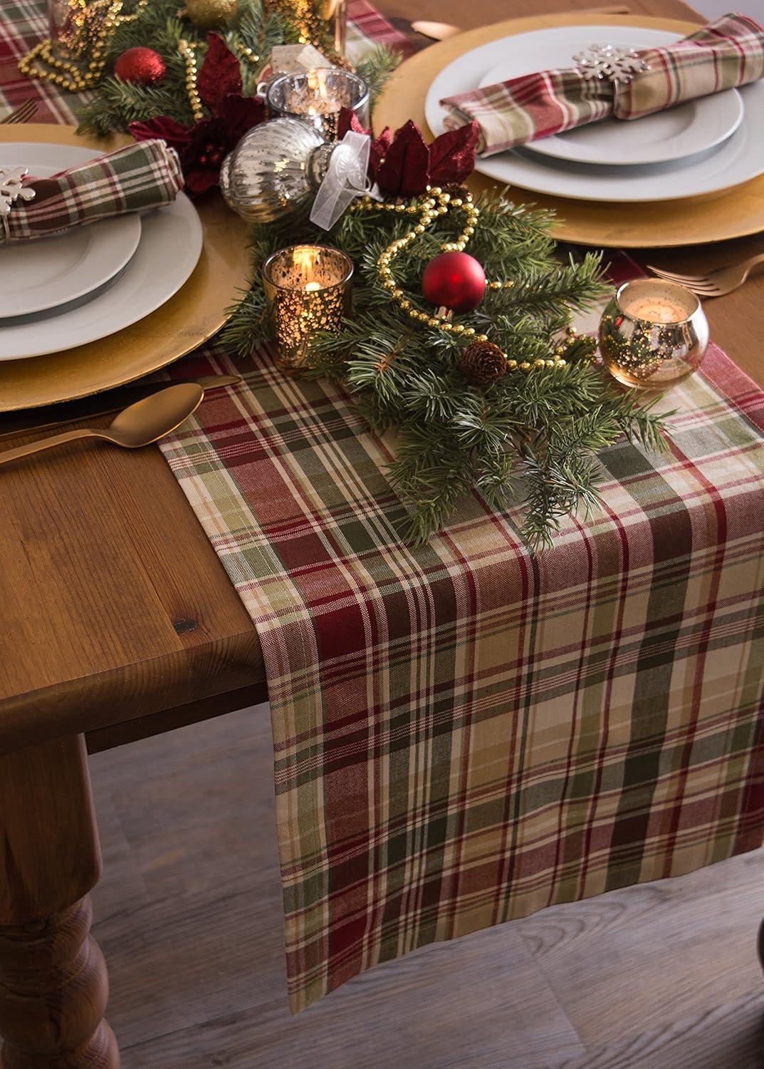Give Thanks Plaid Table Runner 14x108