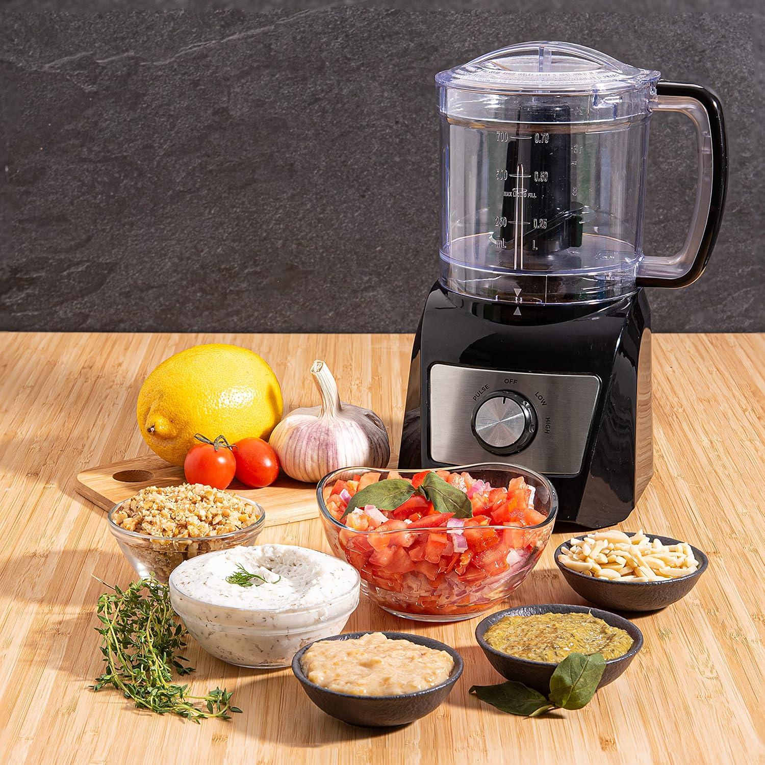 Moss & Stone 8-Cup Black Food Processor, Electric Chopper & Grinder, 500W