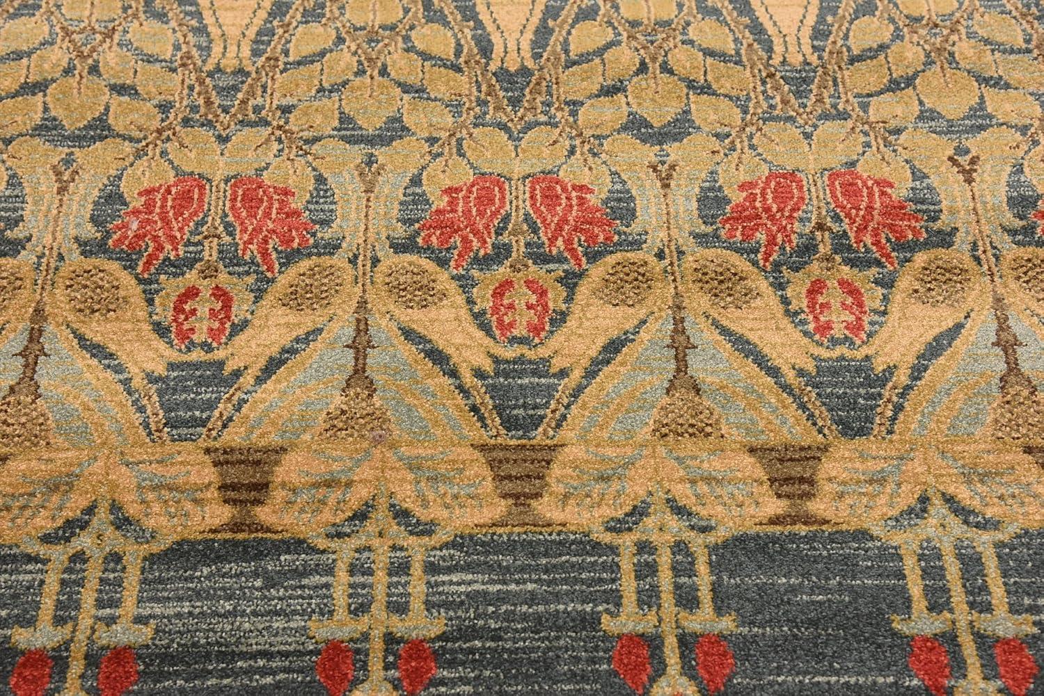 Unique Loom Canmore Edinburgh Rug Navy Blue/Tan 6' Square Border Bohemian Perfect For Dining Room Living Room Bed Room Kids Room