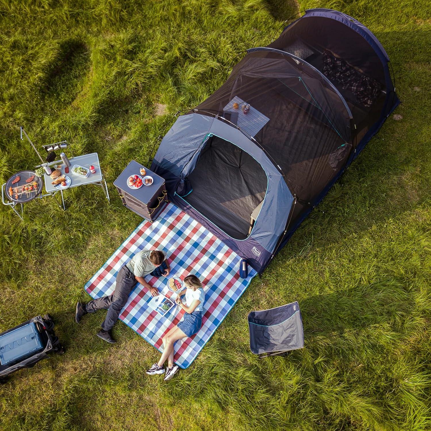 Blue 8-Person Two-Room Cabin Tent with Carry Bag