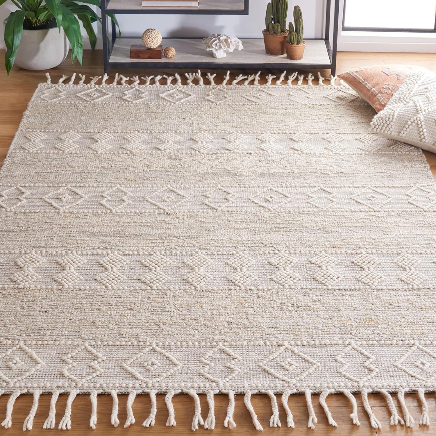 Ivory 6' x 9' Hand-Tufted Wool Flat Woven Rug