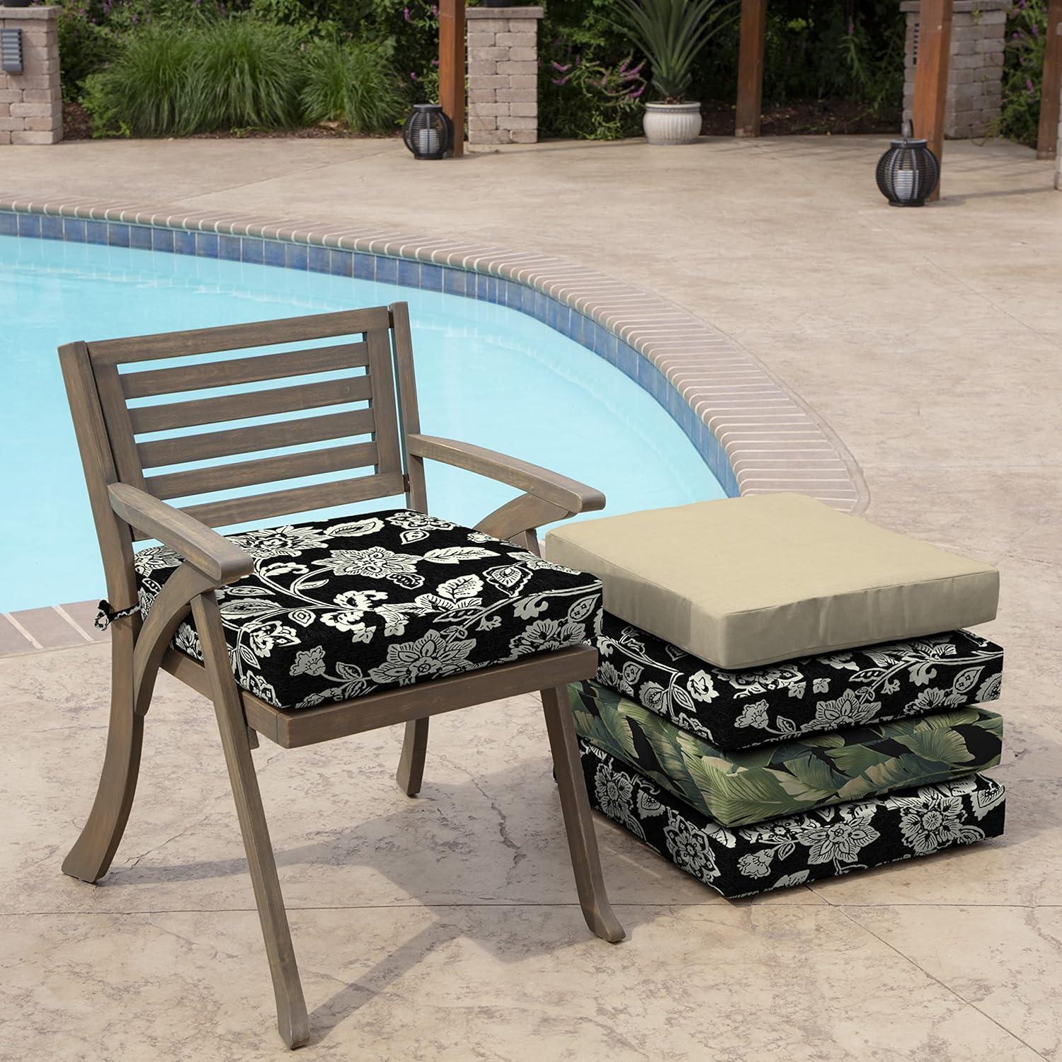 Arden Selections Outdoor Seat Cushion 19 x 19, Ashland Black Jacobean