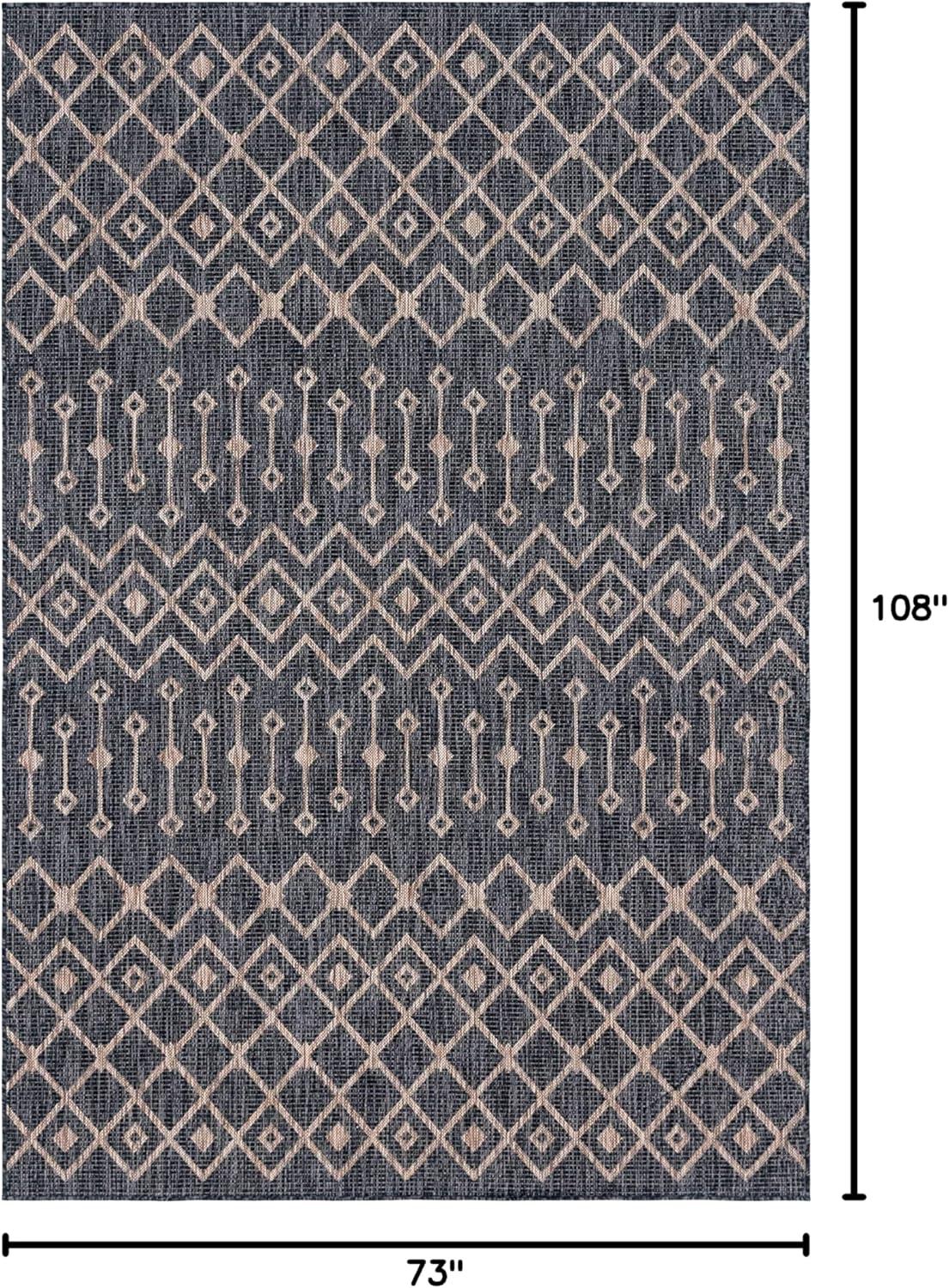 Charcoal Gray Trellis 6' x 9' Synthetic Outdoor Rug