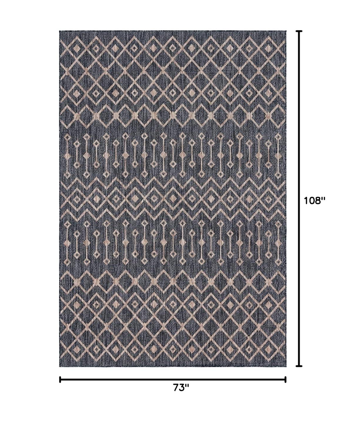 Charcoal Gray Trellis 6' x 9' Synthetic Outdoor Rug