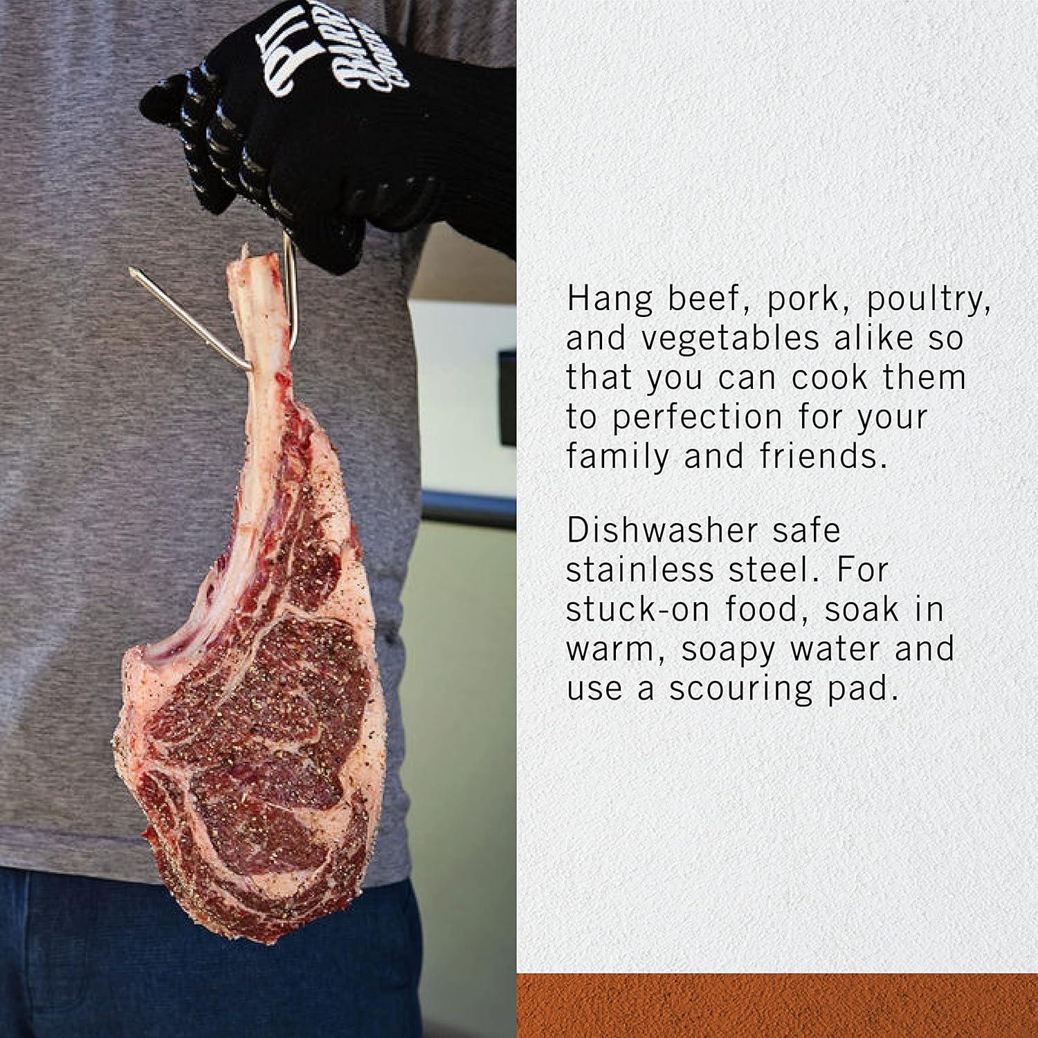 Pit Barrel Cooker Meat Hooks | Stainless Steel Meat Hooks for Barrel Cooker | BBQ Accessory for Hanging Beef, Poultry and Veggies | Set of 4