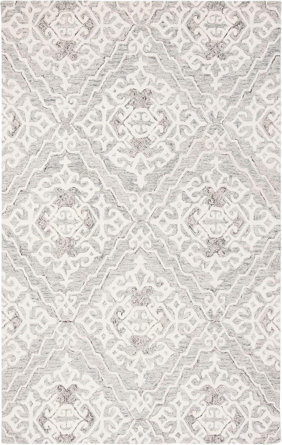 Elegant Gray Hand-Tufted Wool Area Rug 4' x 6'