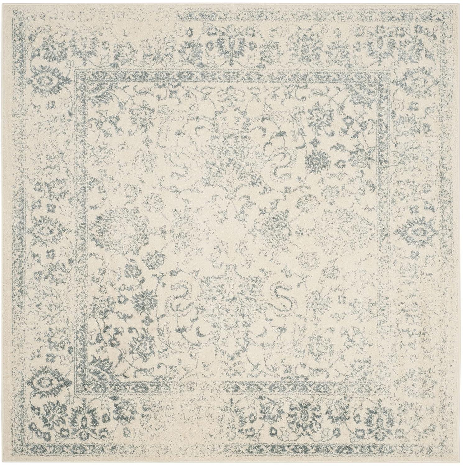 Adirondack ADR109 Machine Made Indoor Area Rug - Ivory/Slate - 6'x6' - Safavieh