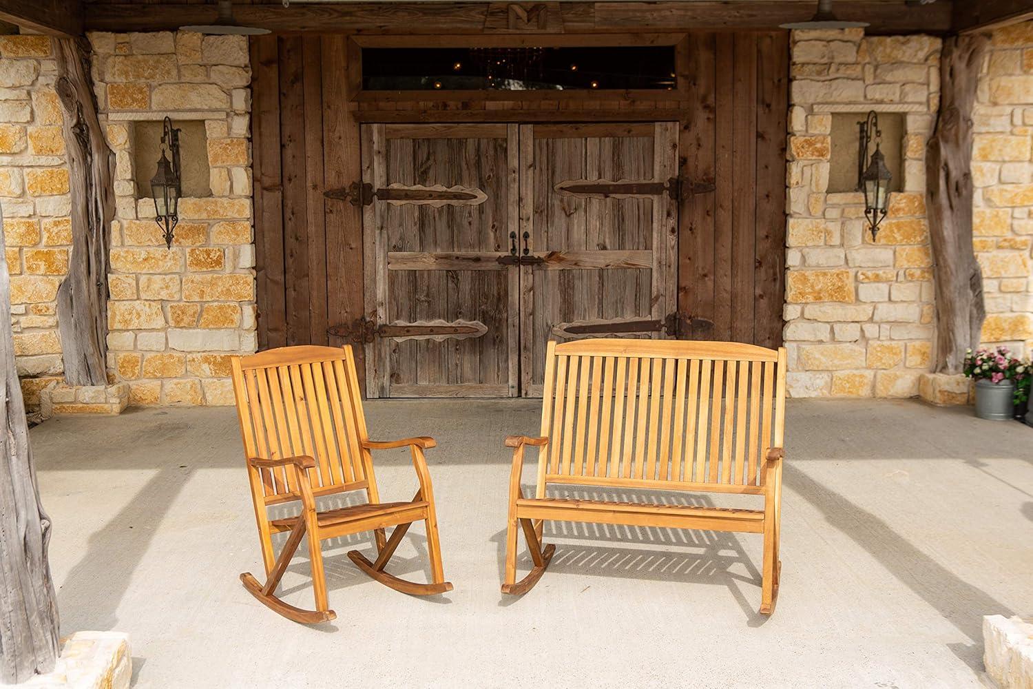 Leigh Country Sequoia Series Adult Rustic Acacia Hardwood Garden Relaxation Rocking Chair, Brown