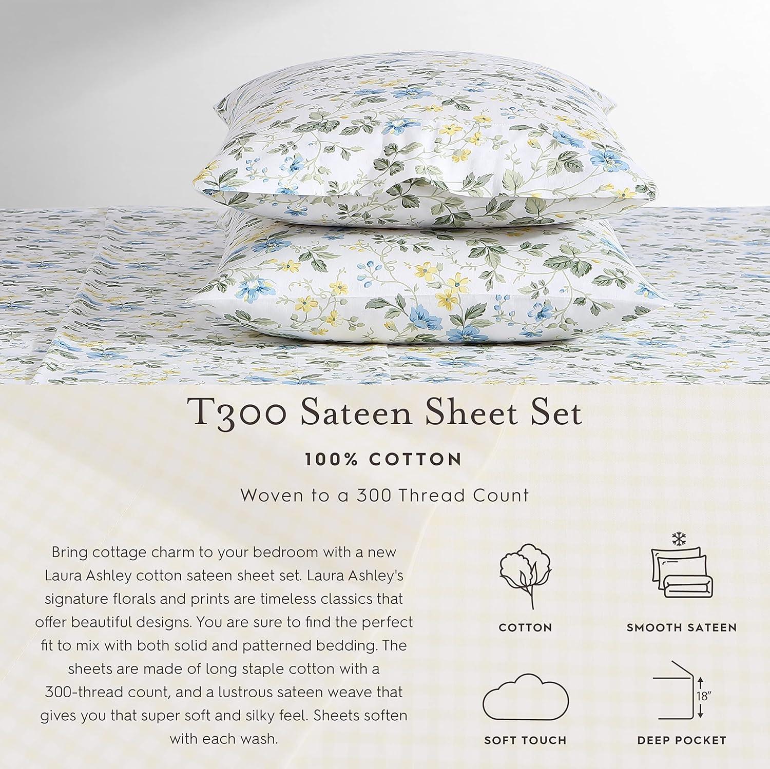 Laura Ashley Laura Ashley Meadow Floral Cotton Blue Duvet Cover Set