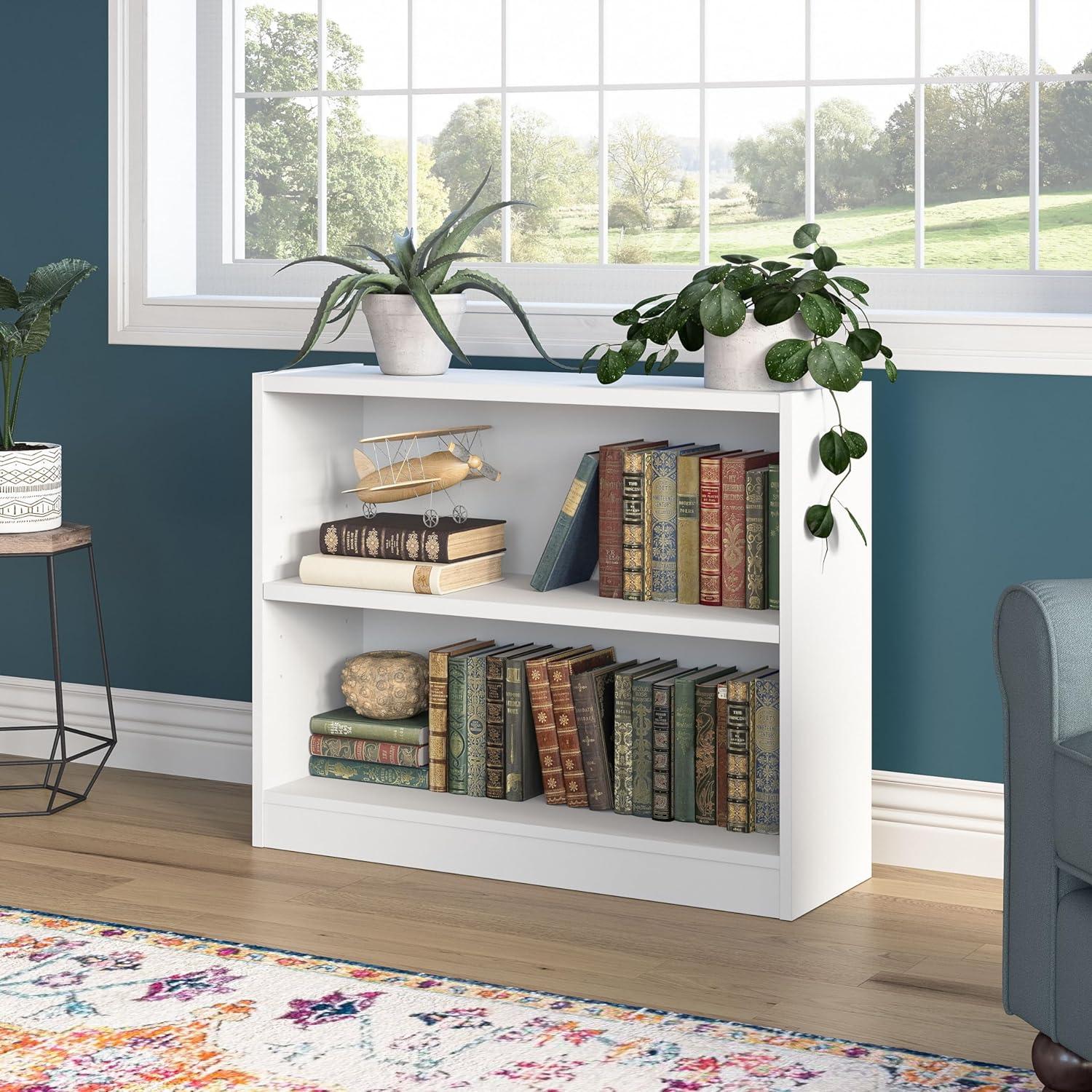 Bush Furniture Universal 5 Shelf Wood Bookcase in Pure White