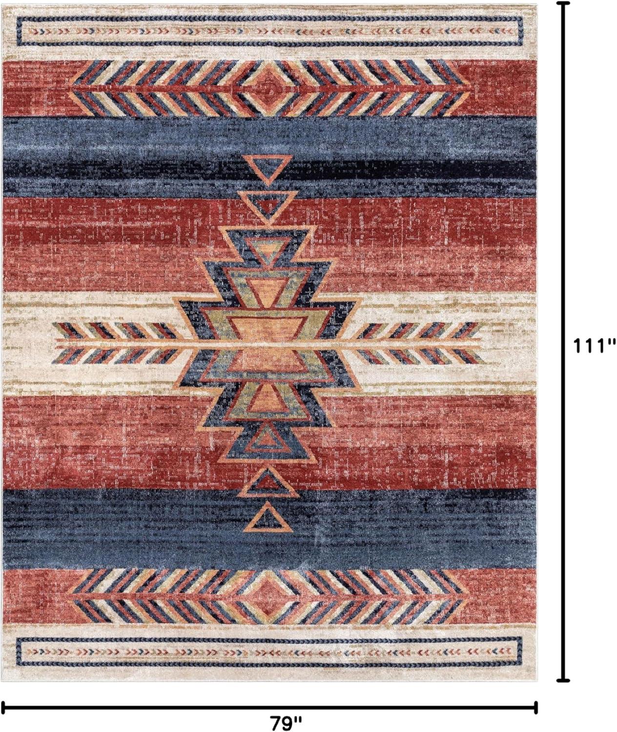 Union Rustic Crimson Southwestern Medallion Tribal Pattern Area Rug