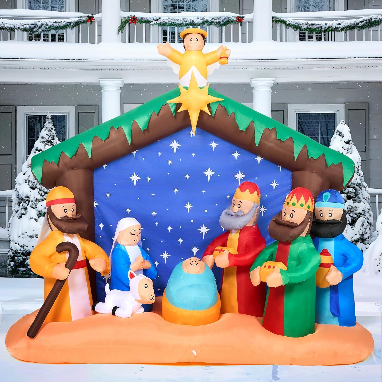 8-Foot LED Lit Outdoor Nativity Scene Inflatable