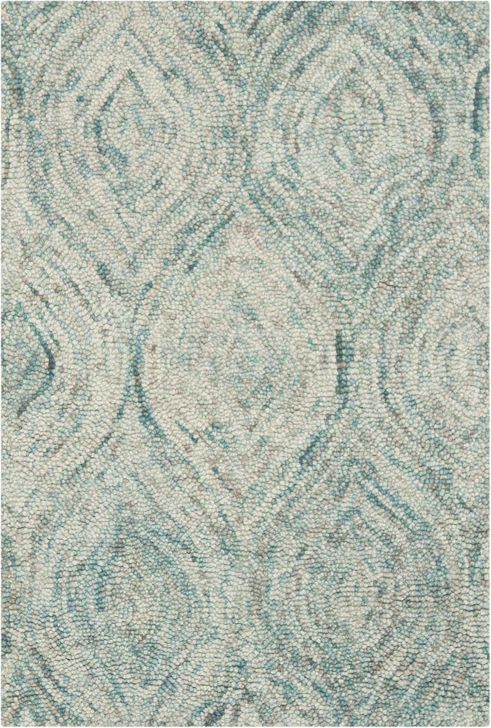 Coastal Breeze Ivory & Sea Blue Hand-tufted Wool Area Rug - 2' x 3'