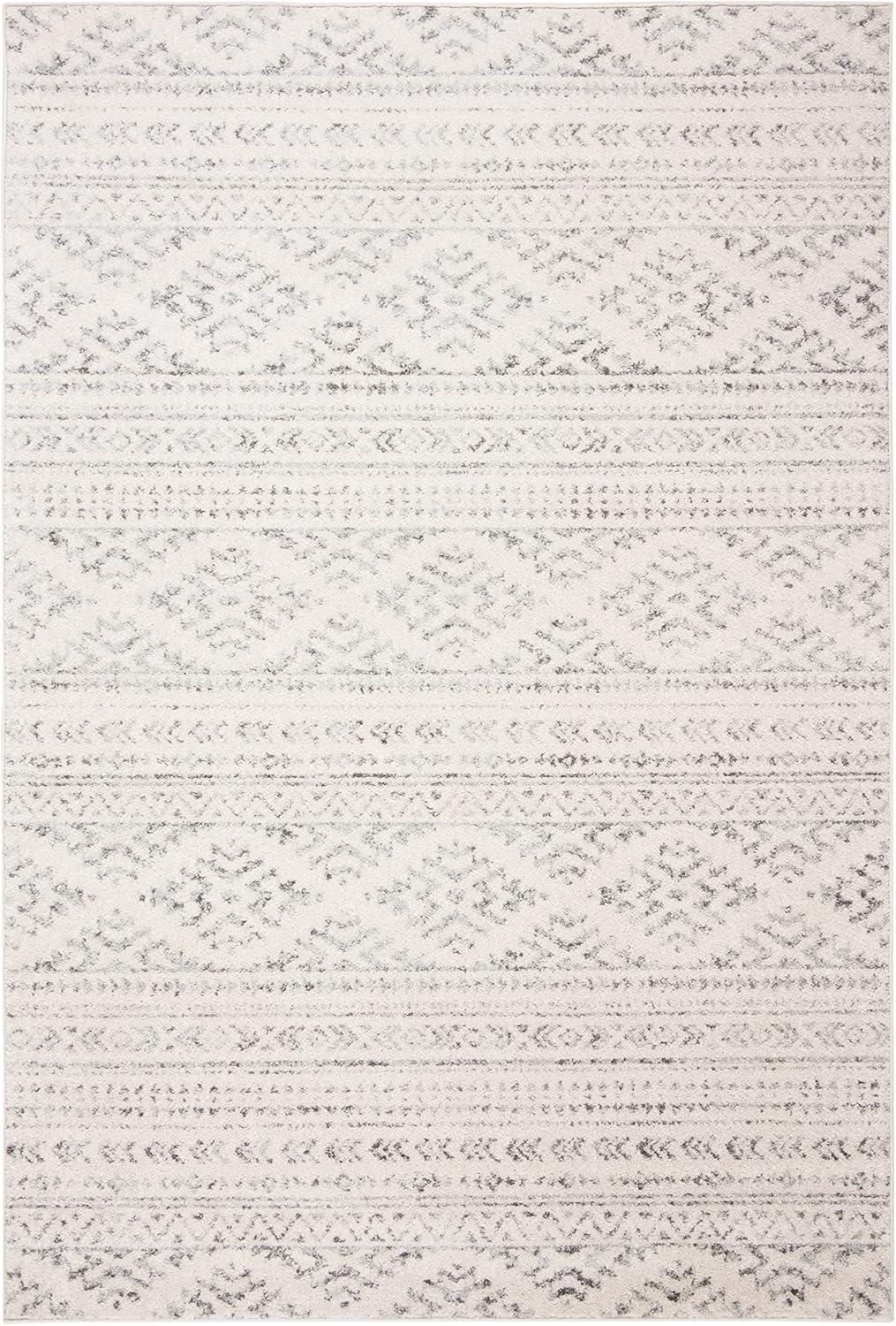 Gray and Ivory Hand-Knotted Synthetic Area Rug