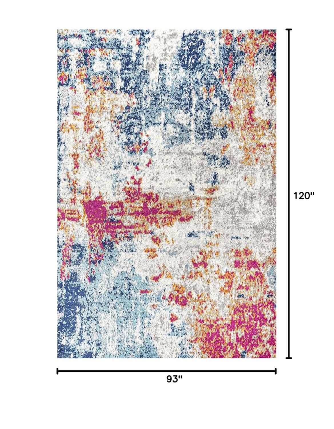 8'x10' Sunset Modern Abstract Area Rug, Blue/Multi - JONATHAN Y