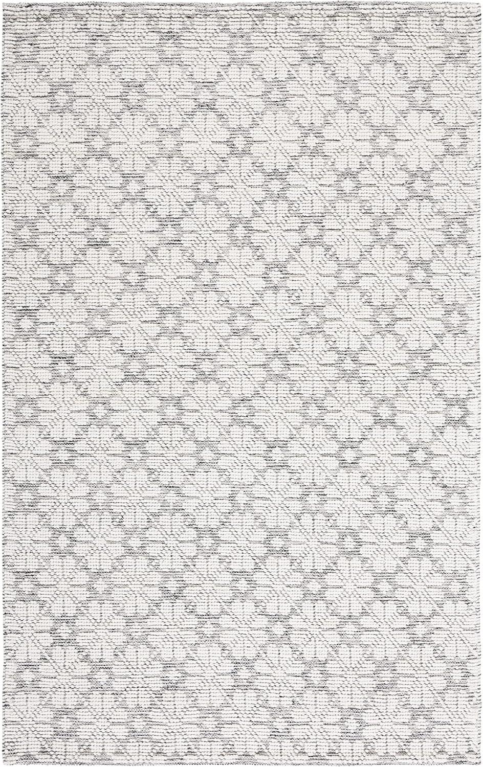 SAFAVIEH Vermont Orval Geometric Floral Wool Area Rug, Ivory/Grey, 6' x 9'