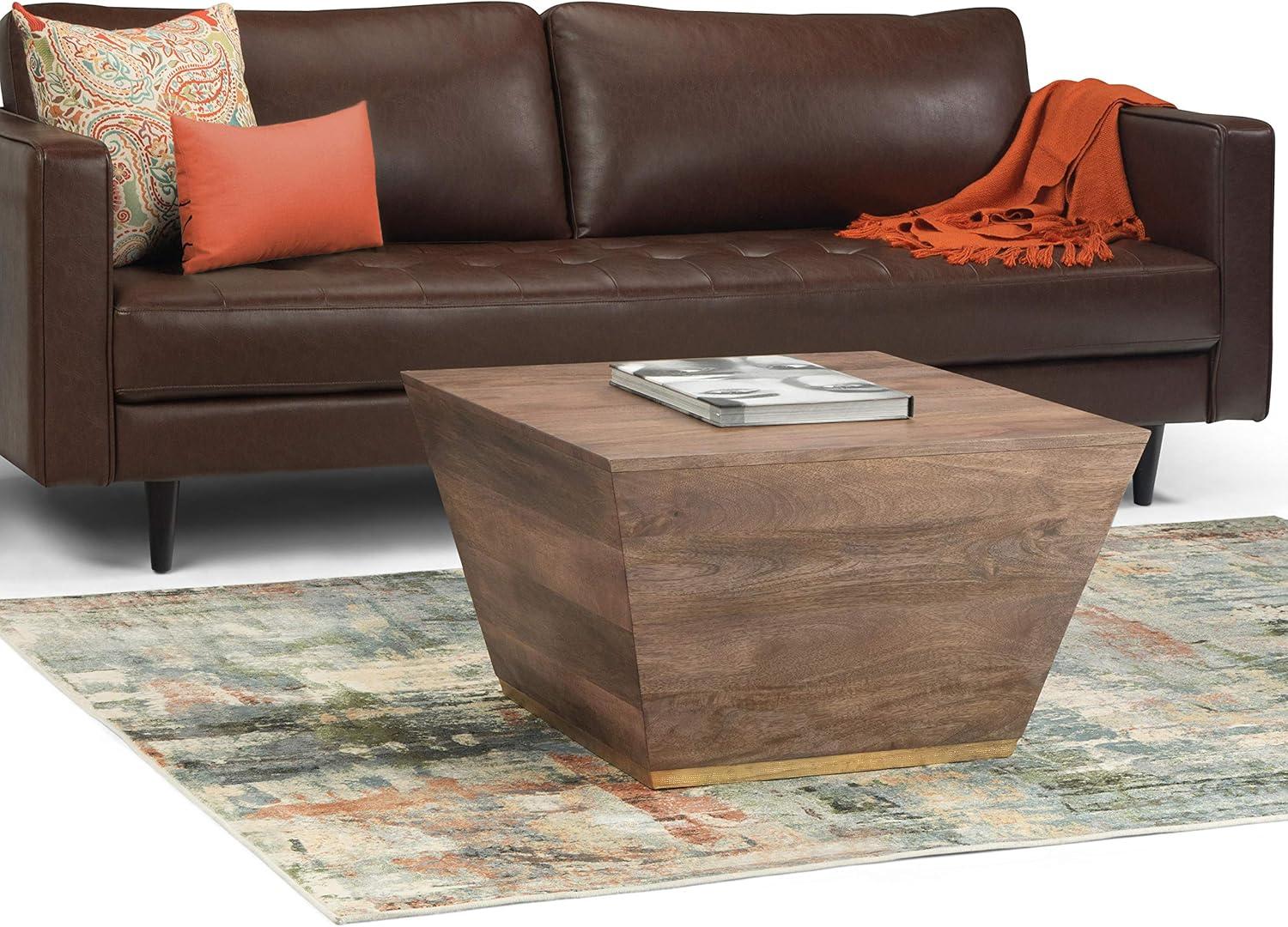 Abba Dark Brown Solid Mango Wood Square Coffee Table