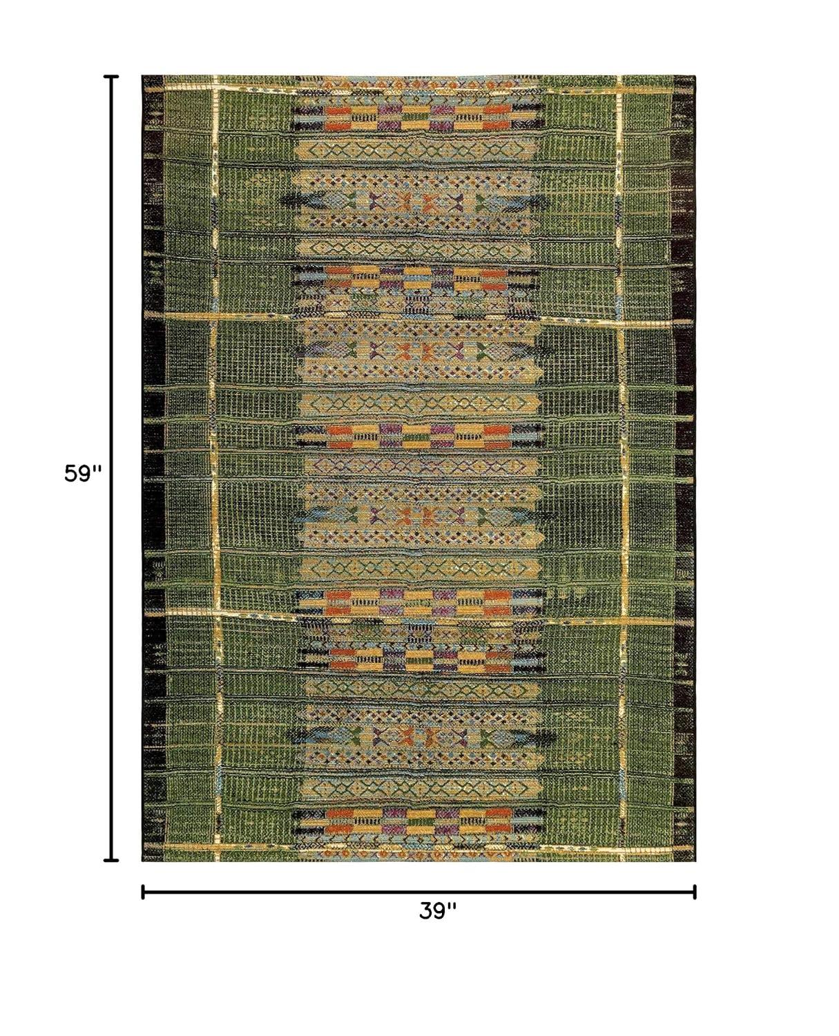Liora Manne Marina Stripe Indoor/Outdoor Rug Green 3'3" x 4'11"