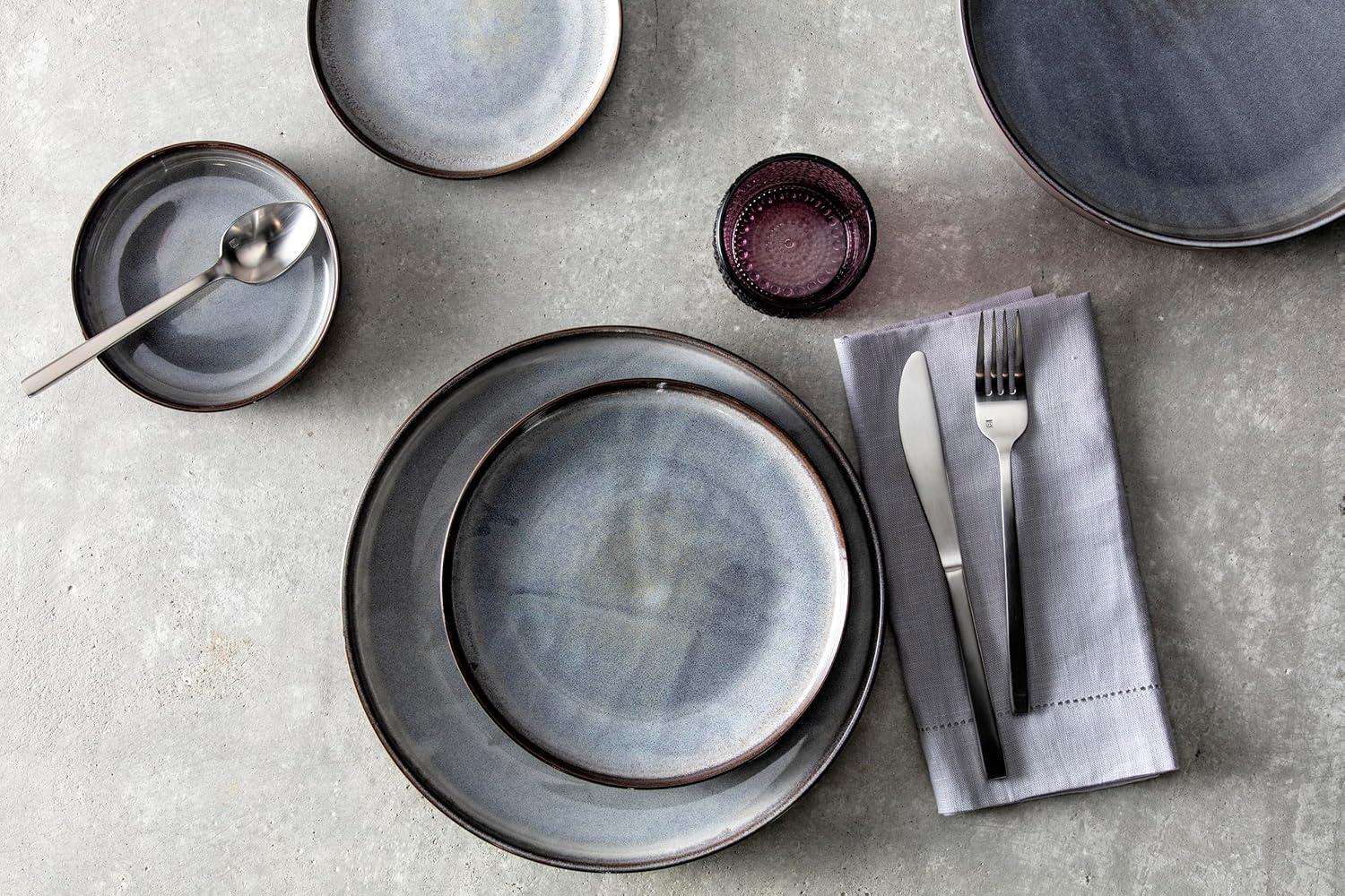 Northern Lights Gray Ceramic 16-Piece Dinnerware Set, Service for 4