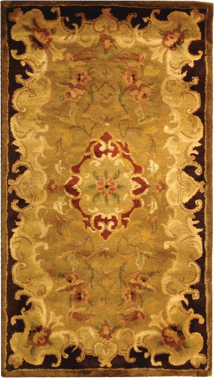 SAFAVIEH Classic Chedomir Floral Wool Area Rug, Gold/Cola, 2'3" x 4'