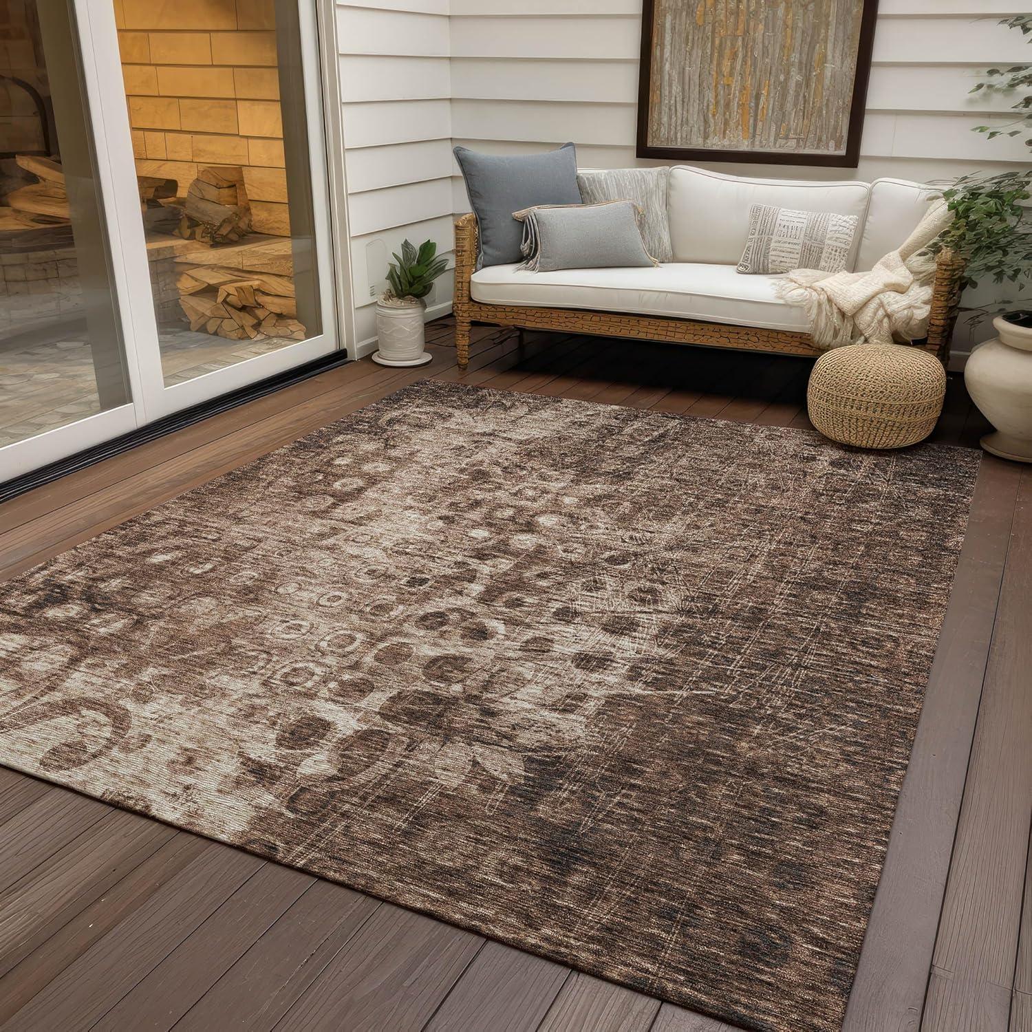 Chocolate Flat Woven Synthetic 9' x 12' Area Rug