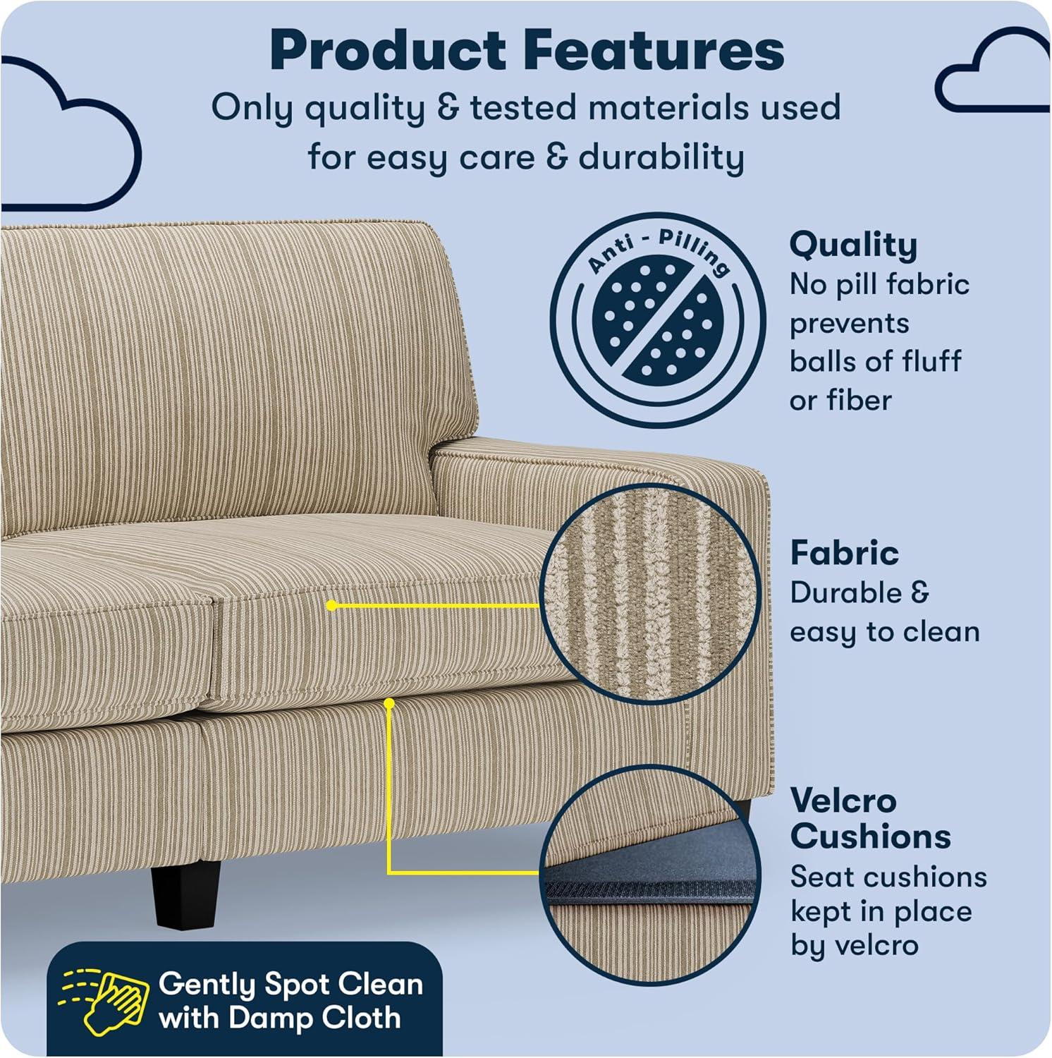 Serta Palisades 78" Track Arm Sofa, Easy Care Fabric, Soft Pillow Back, Pocket Coil Seat Cushions
