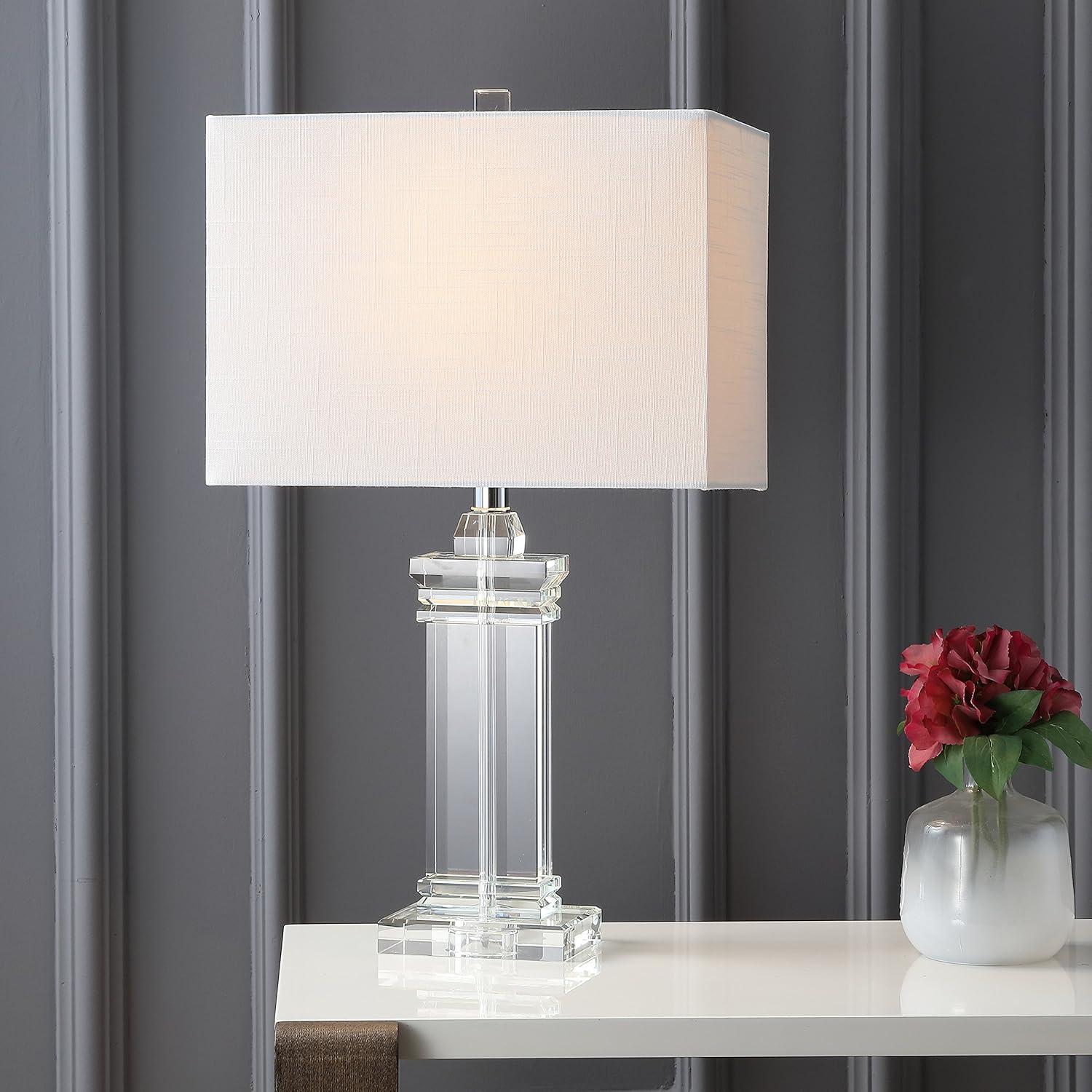 Ophelia 24.5" Crystal Table Lamp with White Cotton Shade