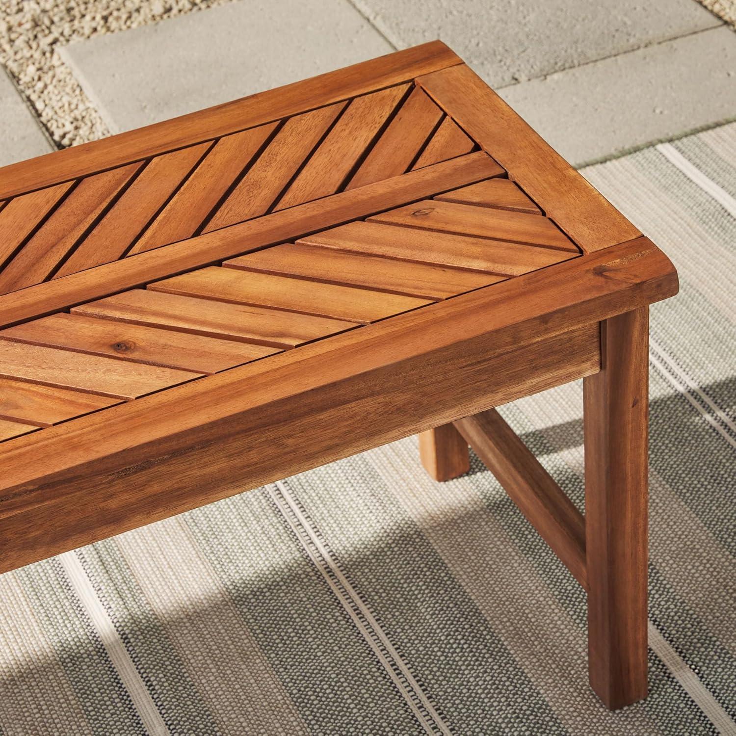 53" Modern Outdoor Wood Patio Dining Bench - Dark Brown