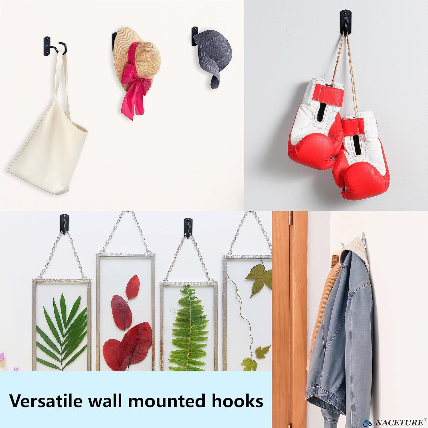 Black Heavy-Duty Iron Wall Mount Plant Hanger Hooks, 2-Pack