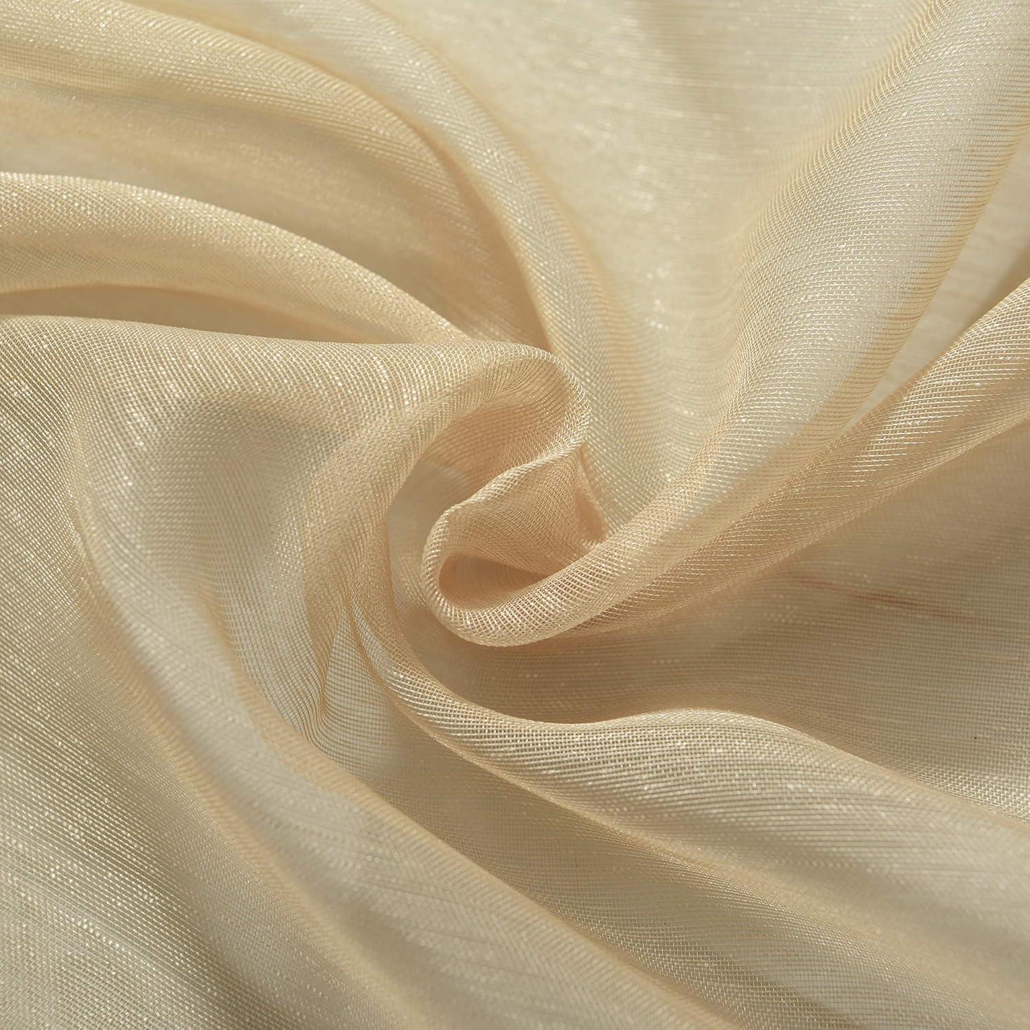 Beige Faux Linen Sheer Grommet Window Panels 84"